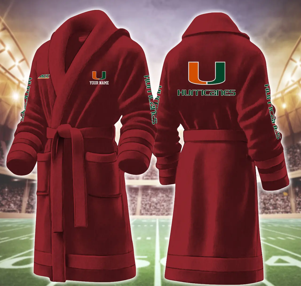 miami hurricanes ncaa personalized fleece bathrobe b0jrj