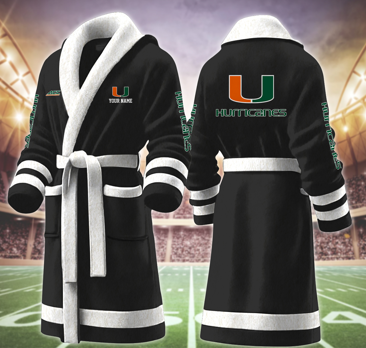 miami hurricanes ncaa personalized fleece bathrobe s20lh