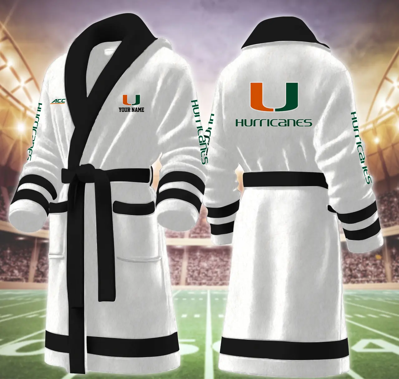 miami hurricanes ncaa personalized fleece bathrobe sdo63