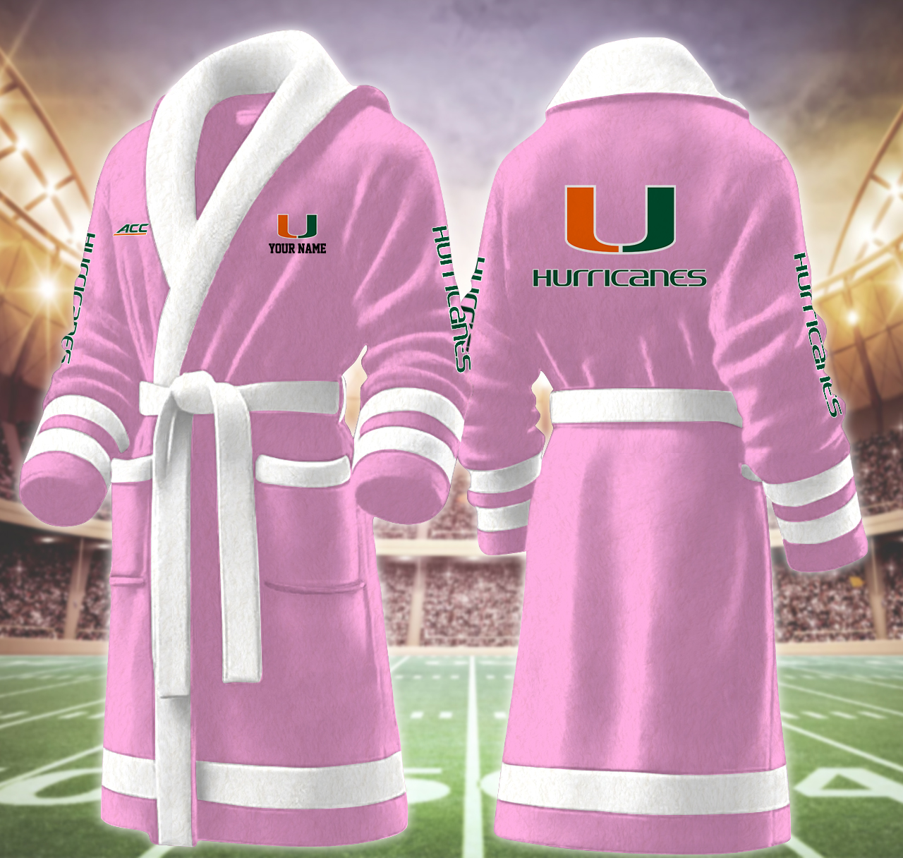 miami hurricanes ncaa personalized fleece bathrobe tguas