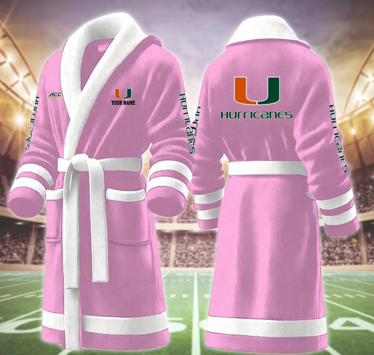 miami hurricanes ncaa personalized fleece bathrobe tguas