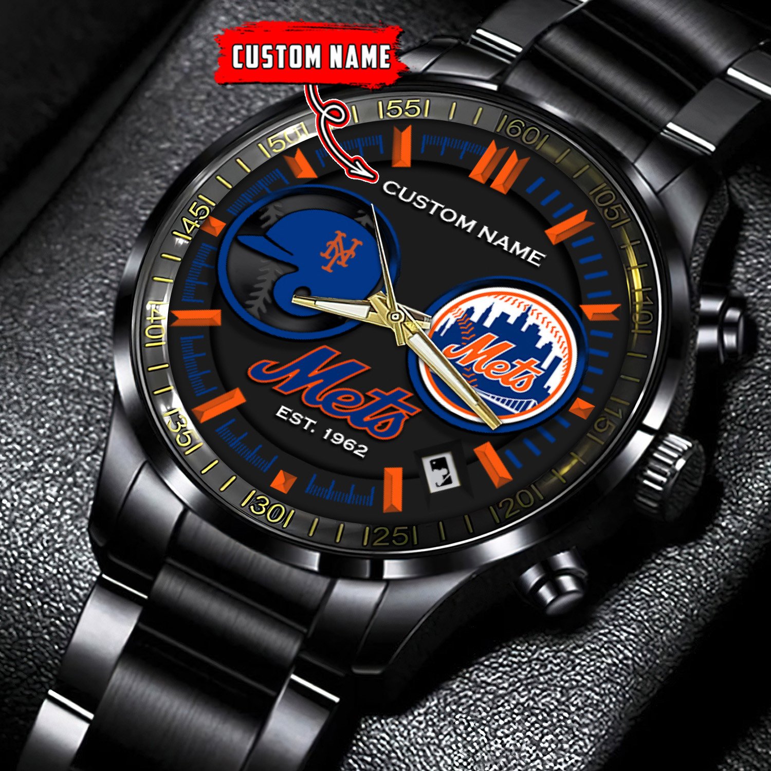 miami marlins mlb personalized black stainless steel watch gifts for fans hw93r