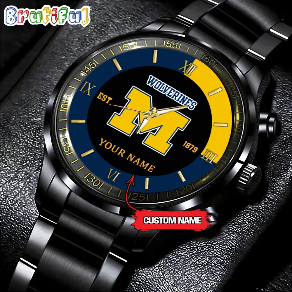 michigan wolverines ncaa personalized black hand watch for fans kh2mk