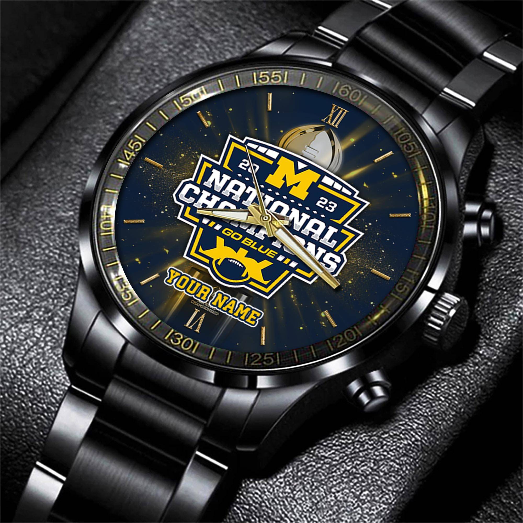 michigan wolverines ncaa personalized black new hand watch gifts for fans ernhw