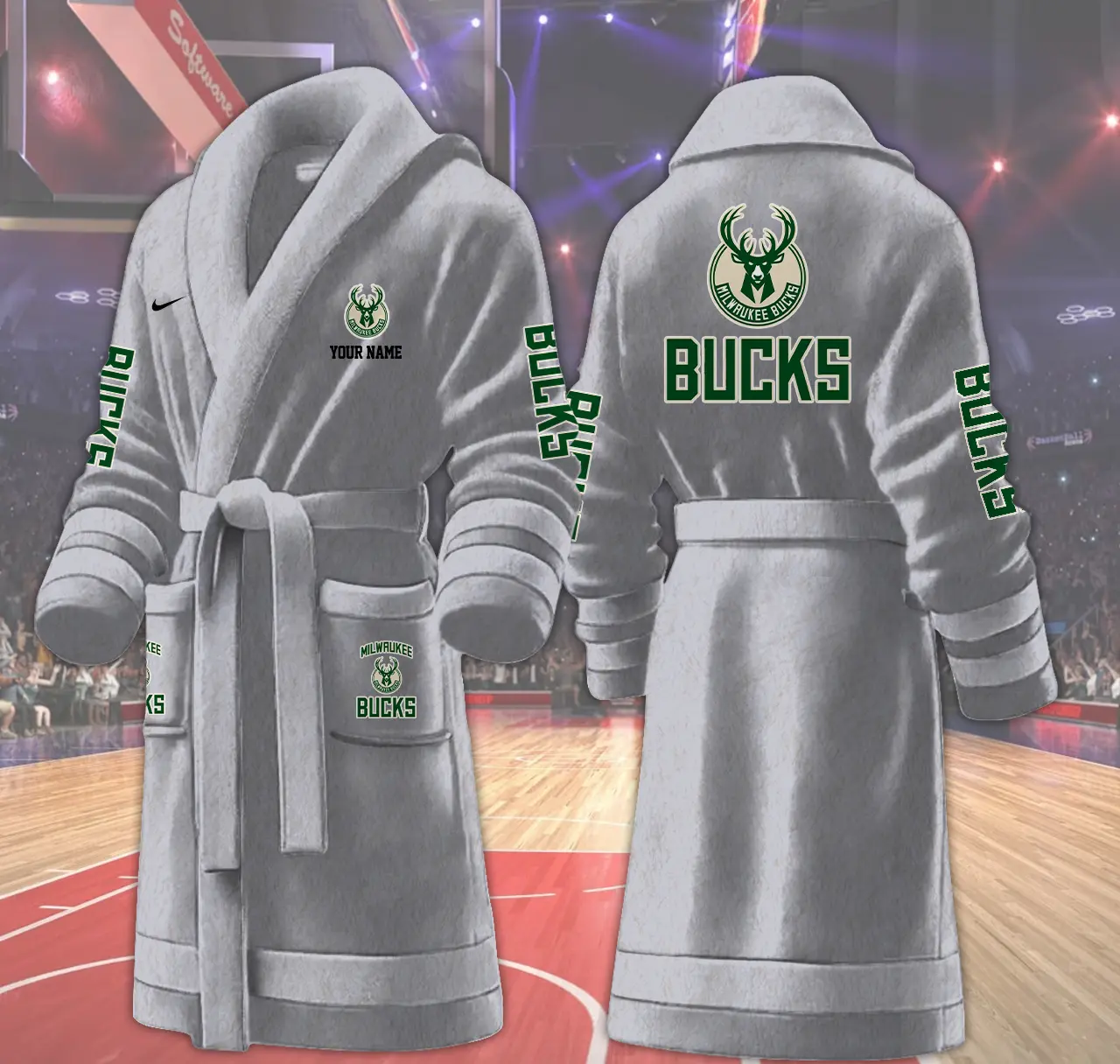milwaukee bucks nba personalized fleece bathrobe 07duv
