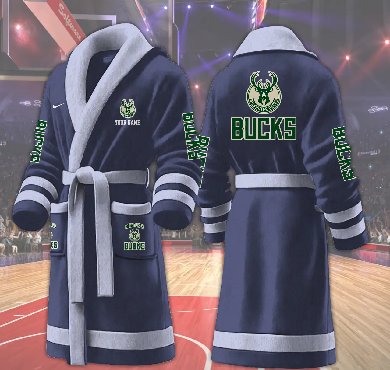 milwaukee bucks nba personalized fleece bathrobe 2vtly