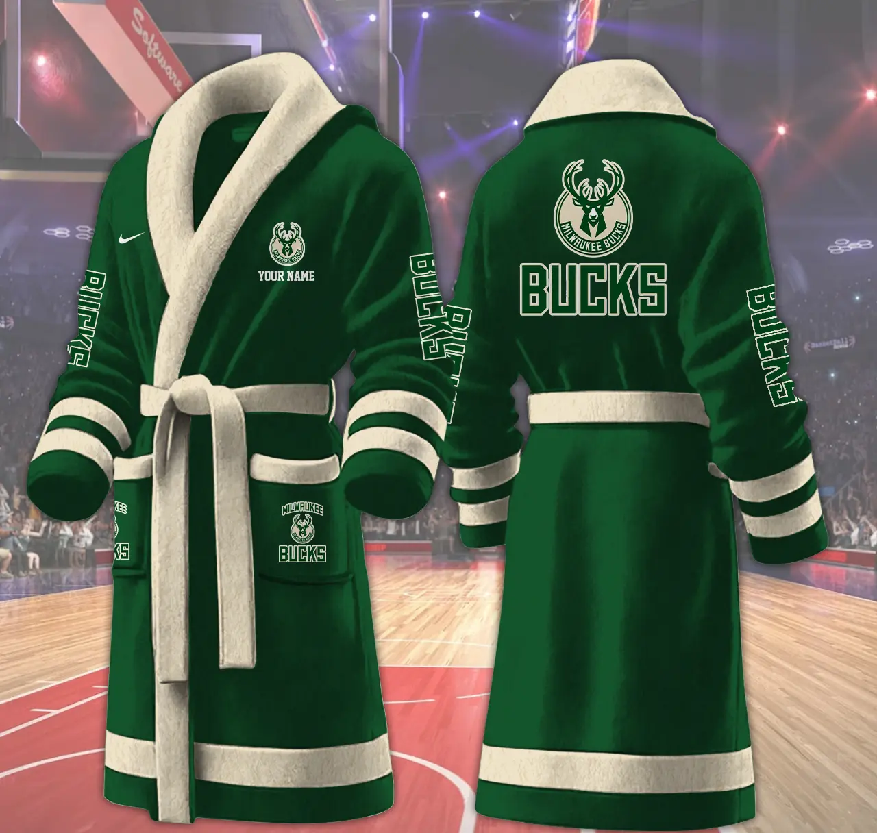 milwaukee bucks nba personalized fleece bathrobe csdfe
