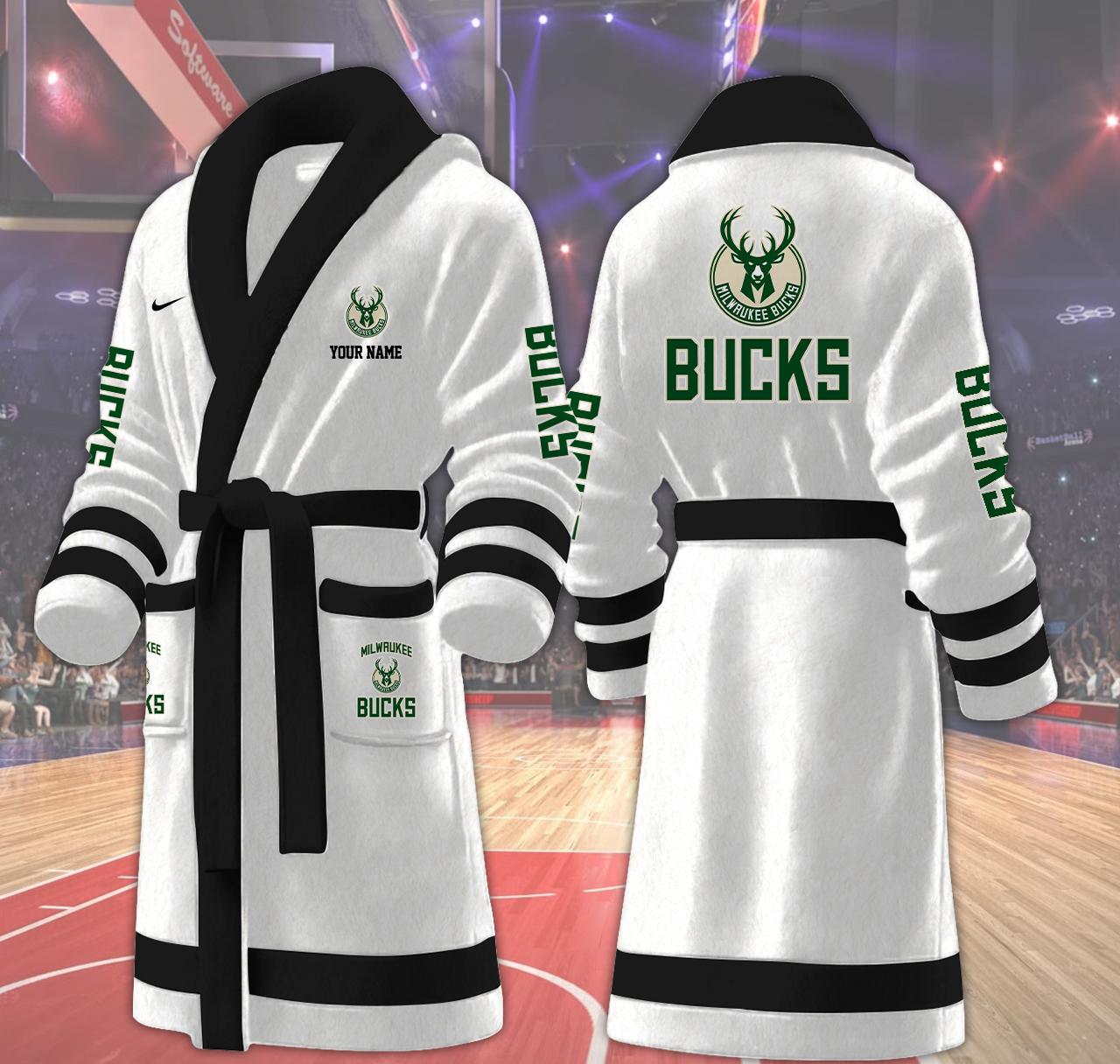 milwaukee bucks nba personalized fleece bathrobe nk0nn