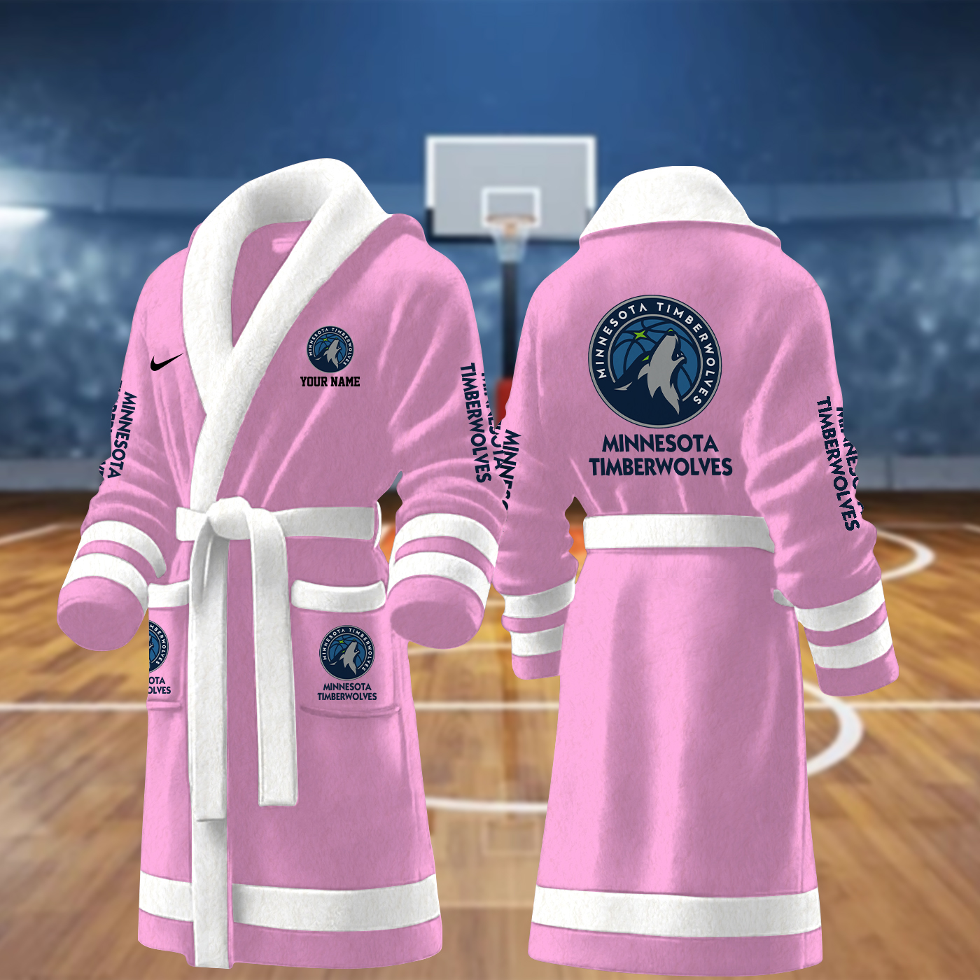 minnesota timberwolves nba personalized fleece bathrobe cekgz