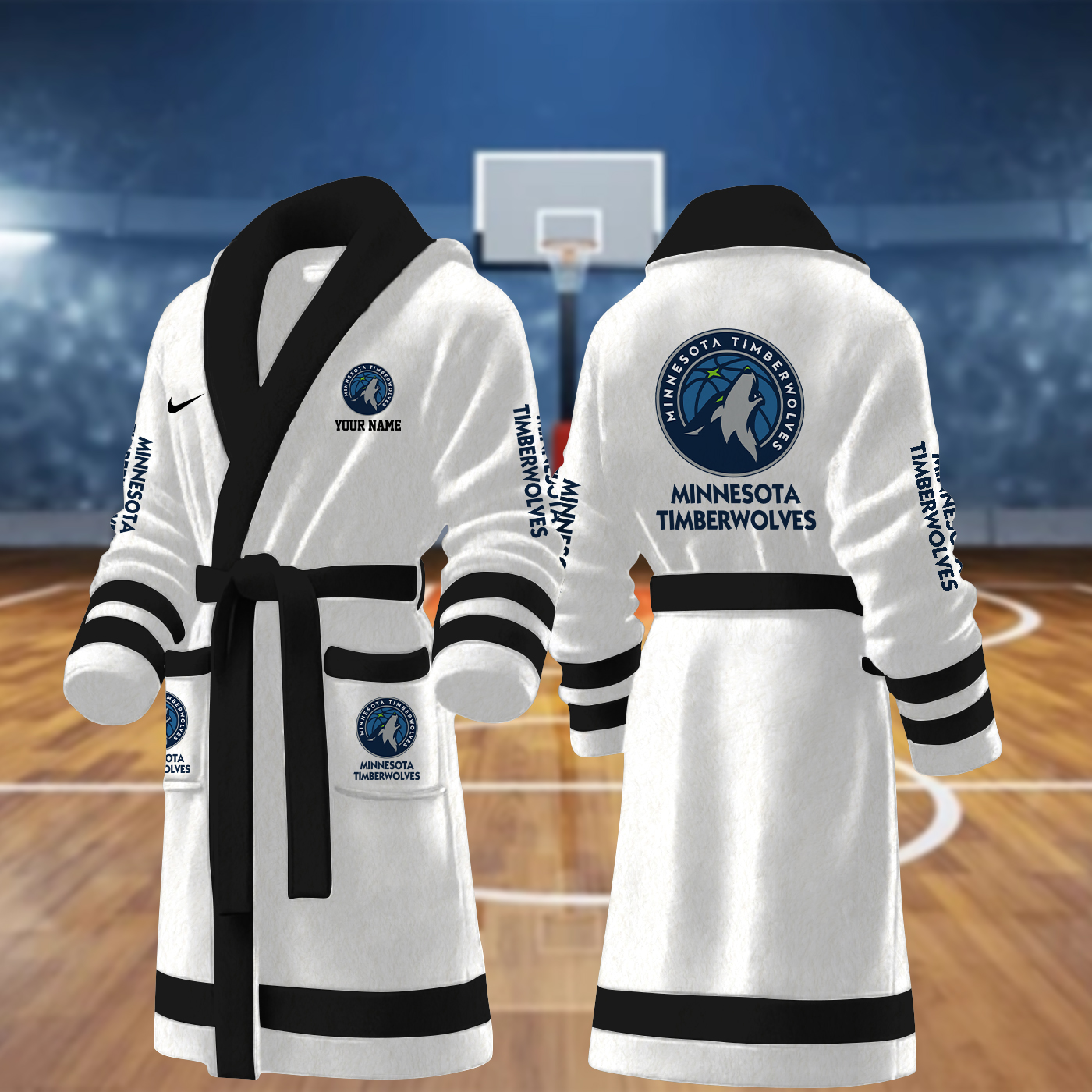 minnesota timberwolves nba personalized fleece bathrobe cerfa