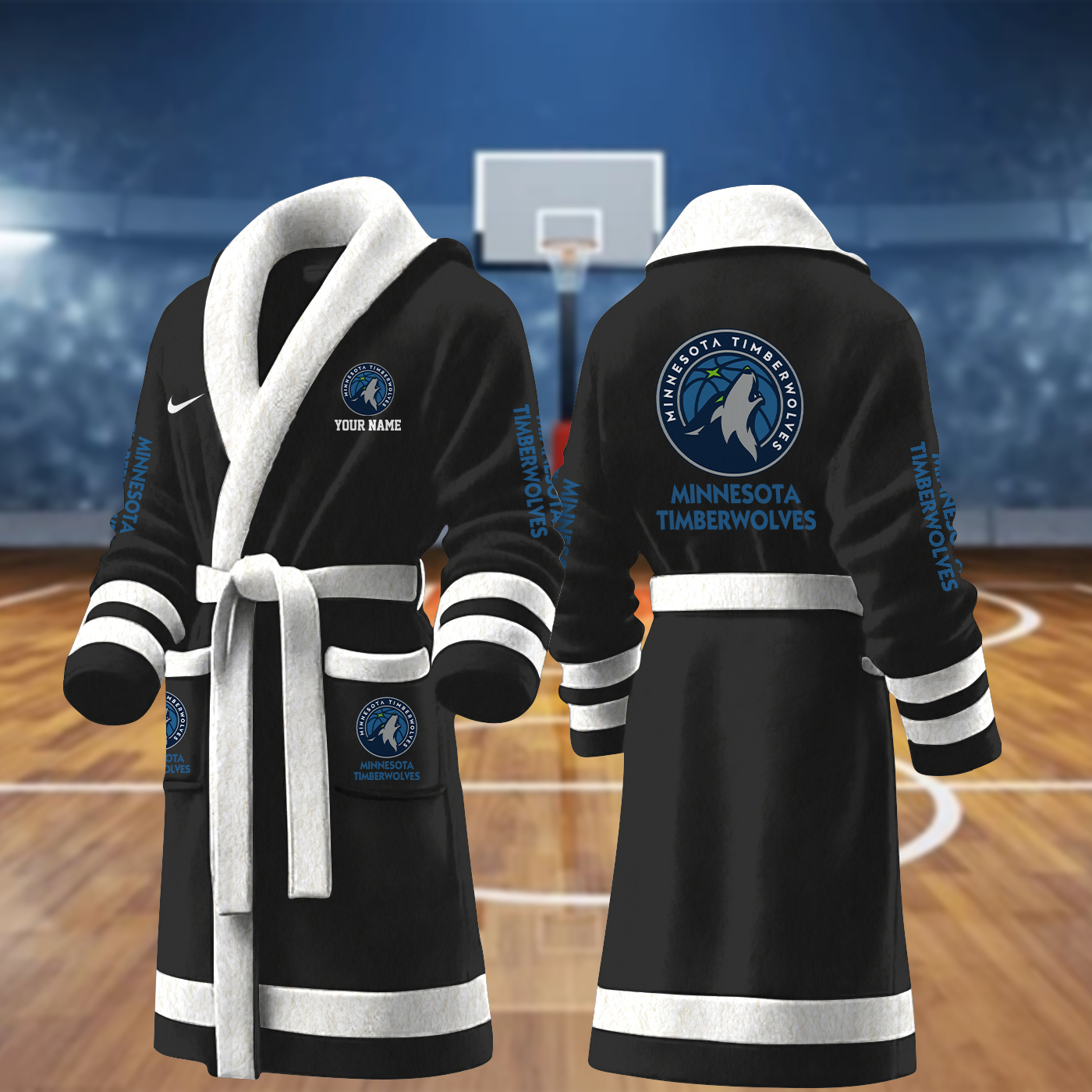 minnesota timberwolves nba personalized fleece bathrobe cvdiz