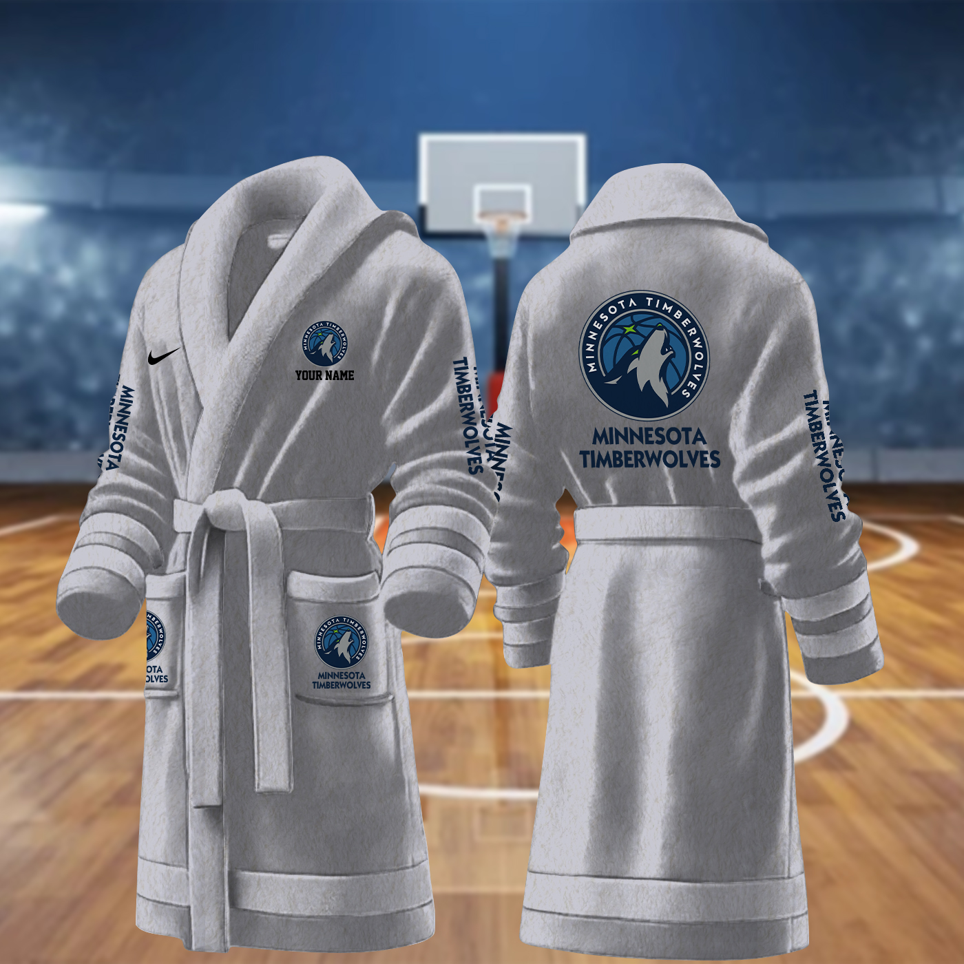minnesota timberwolves nba personalized fleece bathrobe ik02j
