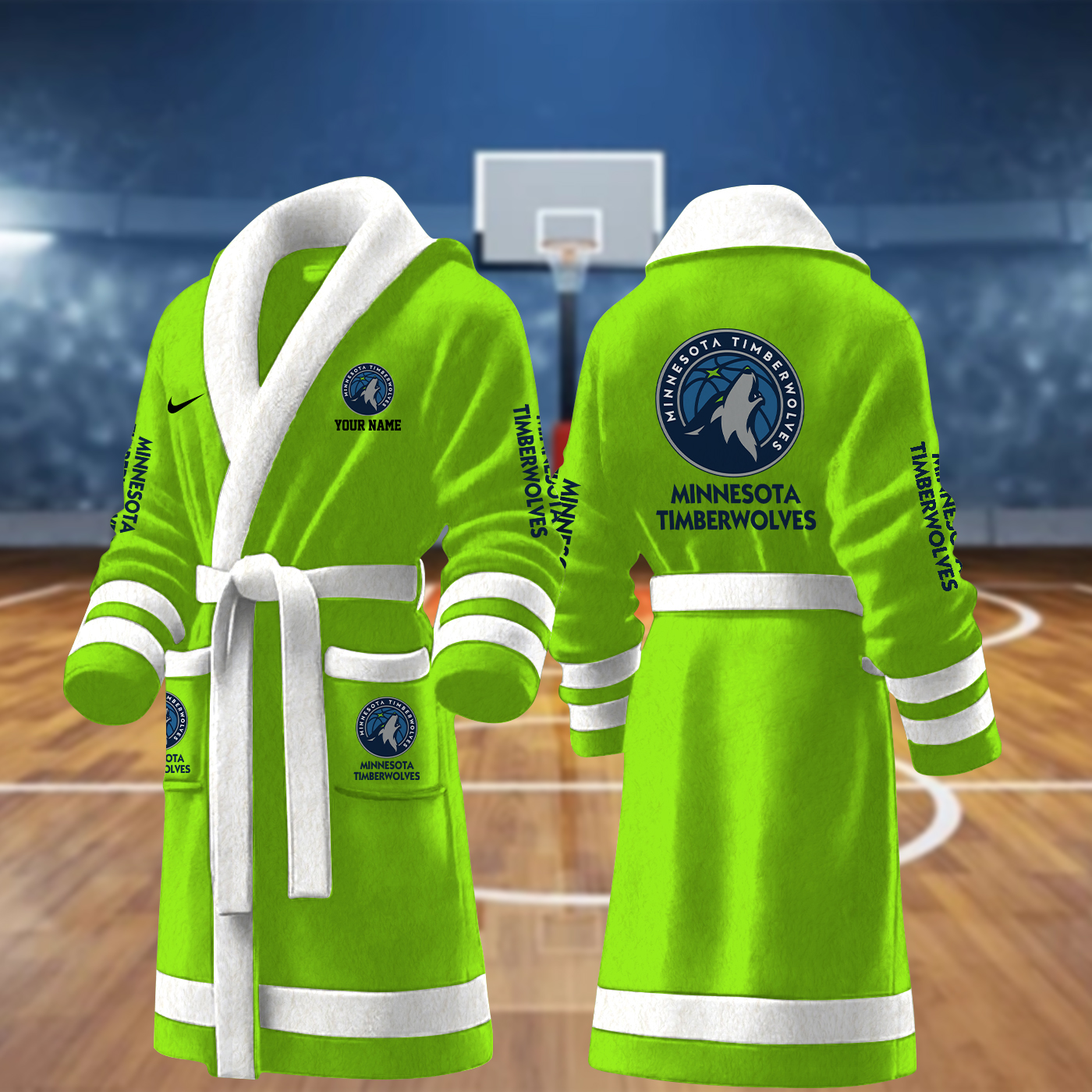 minnesota timberwolves nba personalized fleece bathrobe jktul