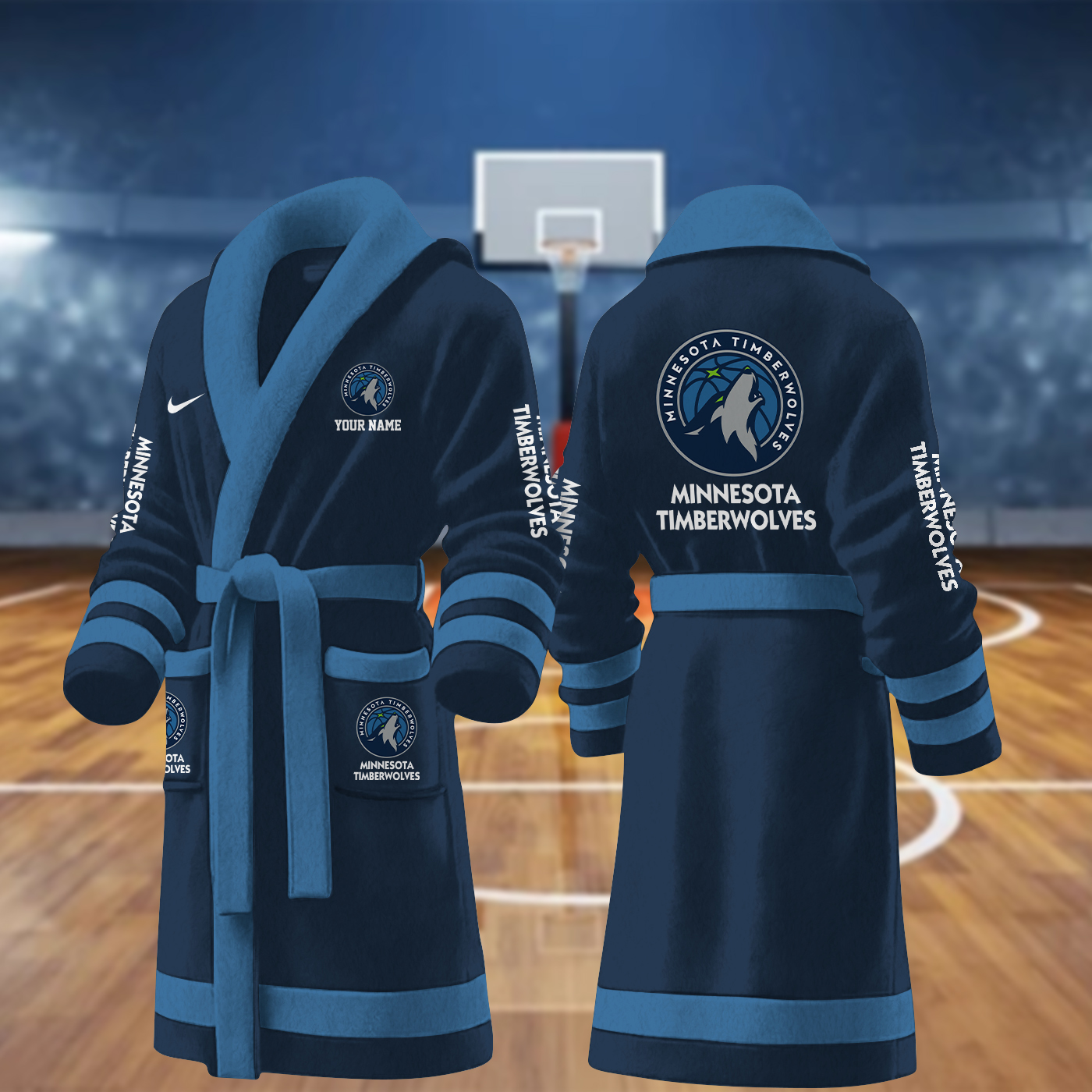 minnesota timberwolves nba personalized fleece bathrobe snrpp