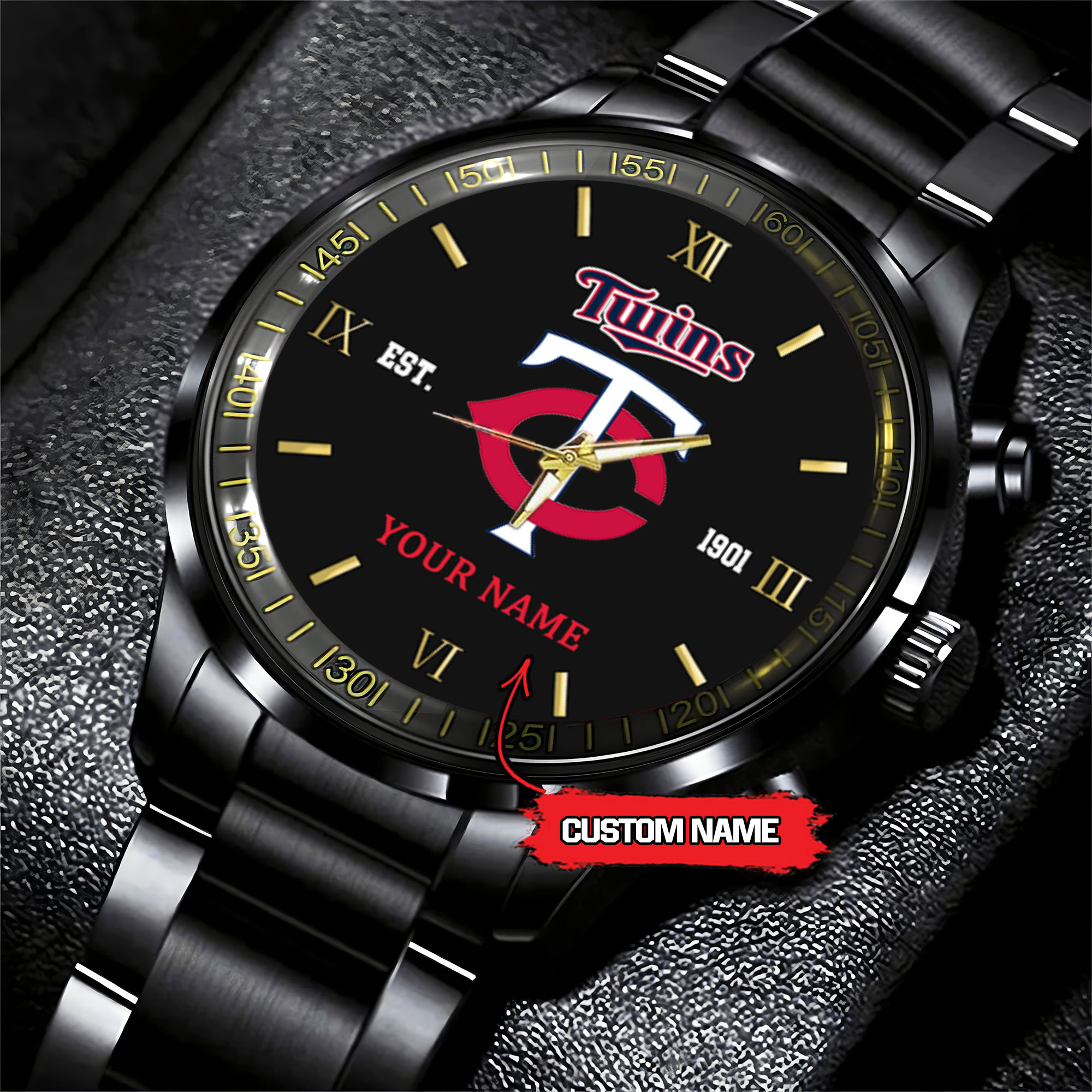 minnesota twins mlb black fashion watch custom your name 7bunh