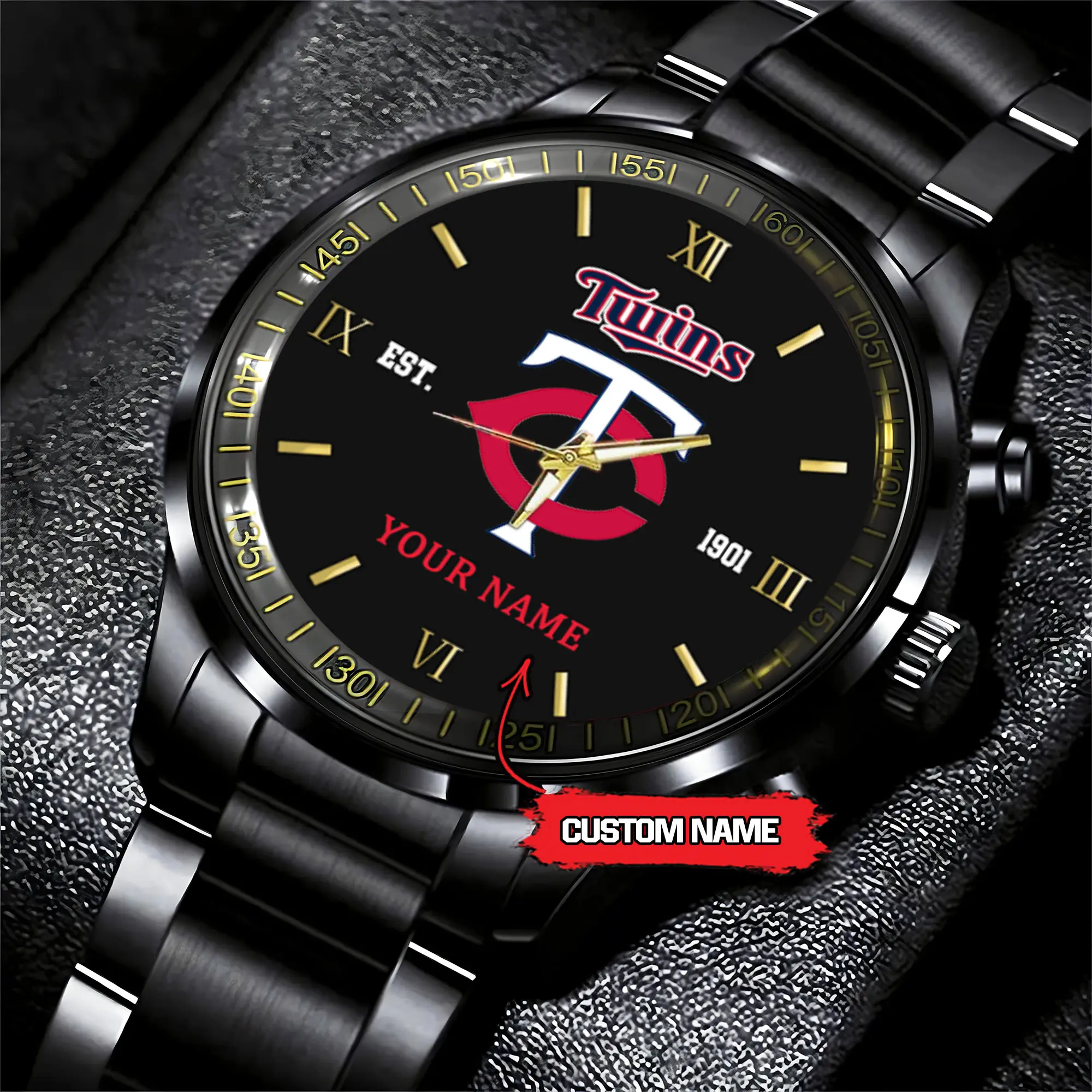 minnesota twins mlb black fashion watch custom your name 7bunh