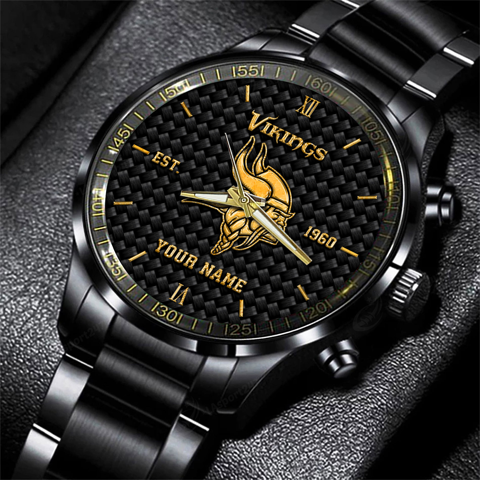 minnesota vikings nfl black fashion hand watch custom your name gift for fan b1qja