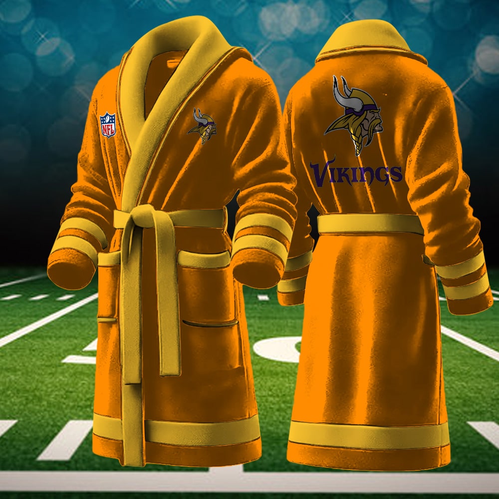 minnesota vikings nfl personalized fleece bathrobe 1ehwy