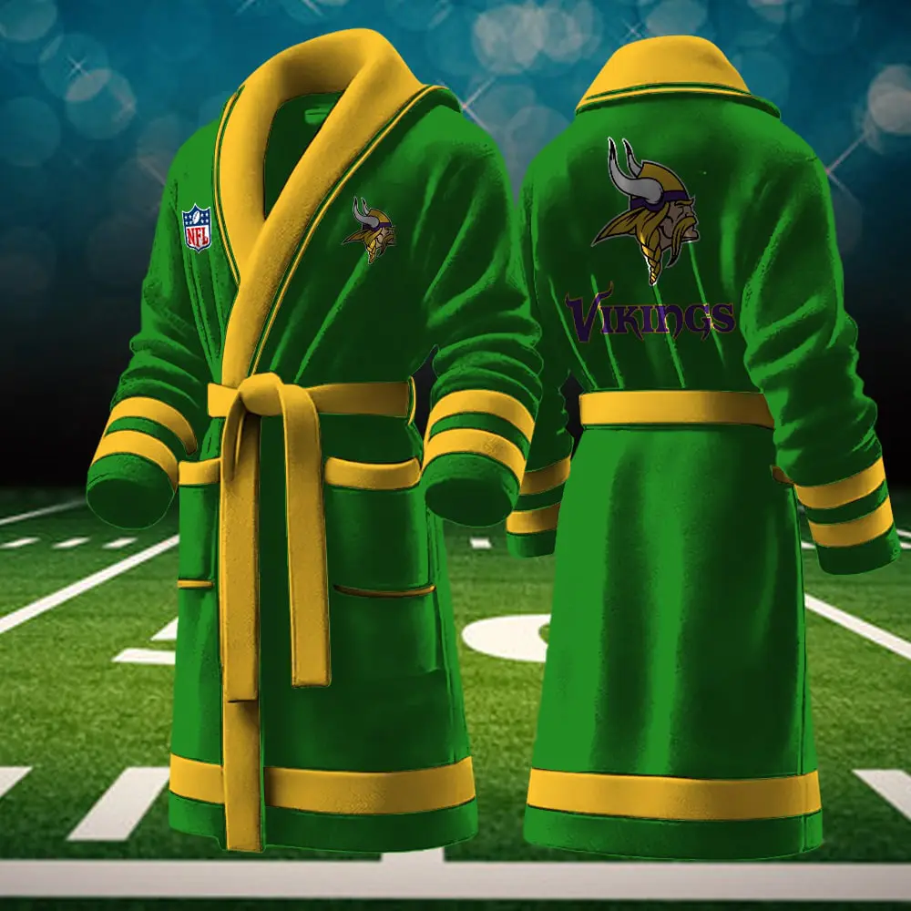 minnesota vikings nfl personalized fleece bathrobe 5yqou
