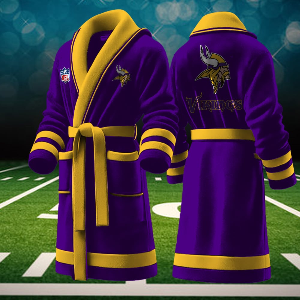 minnesota vikings nfl personalized fleece bathrobe bzxyi