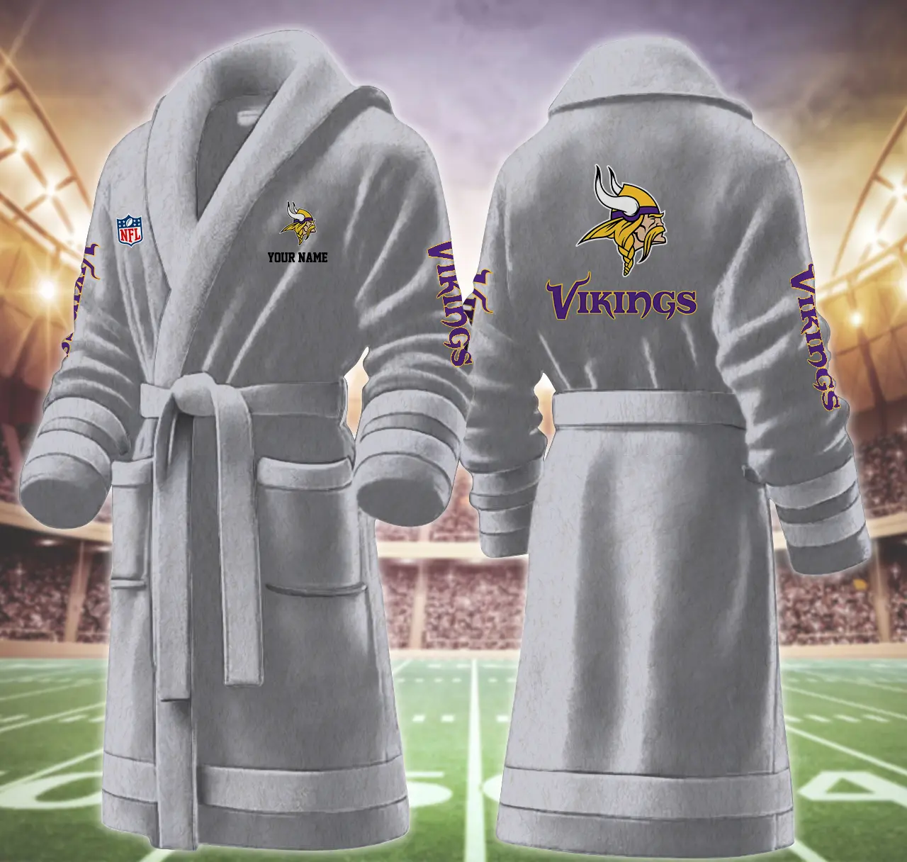 minnesota vikings nfl personalized fleece bathrobe e4ohl