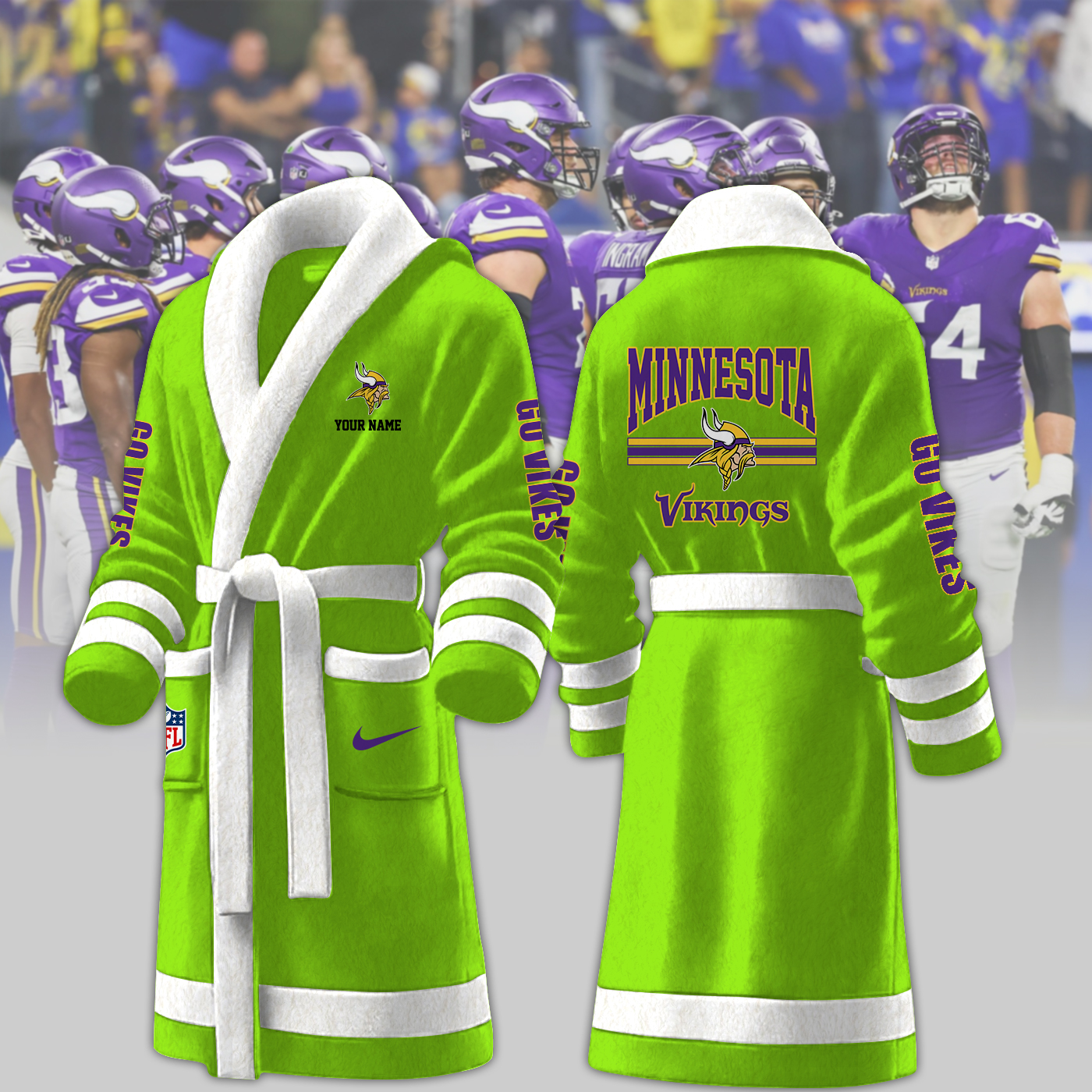 minnesota vikings nfl personalized fleece bathrobe ezj3i