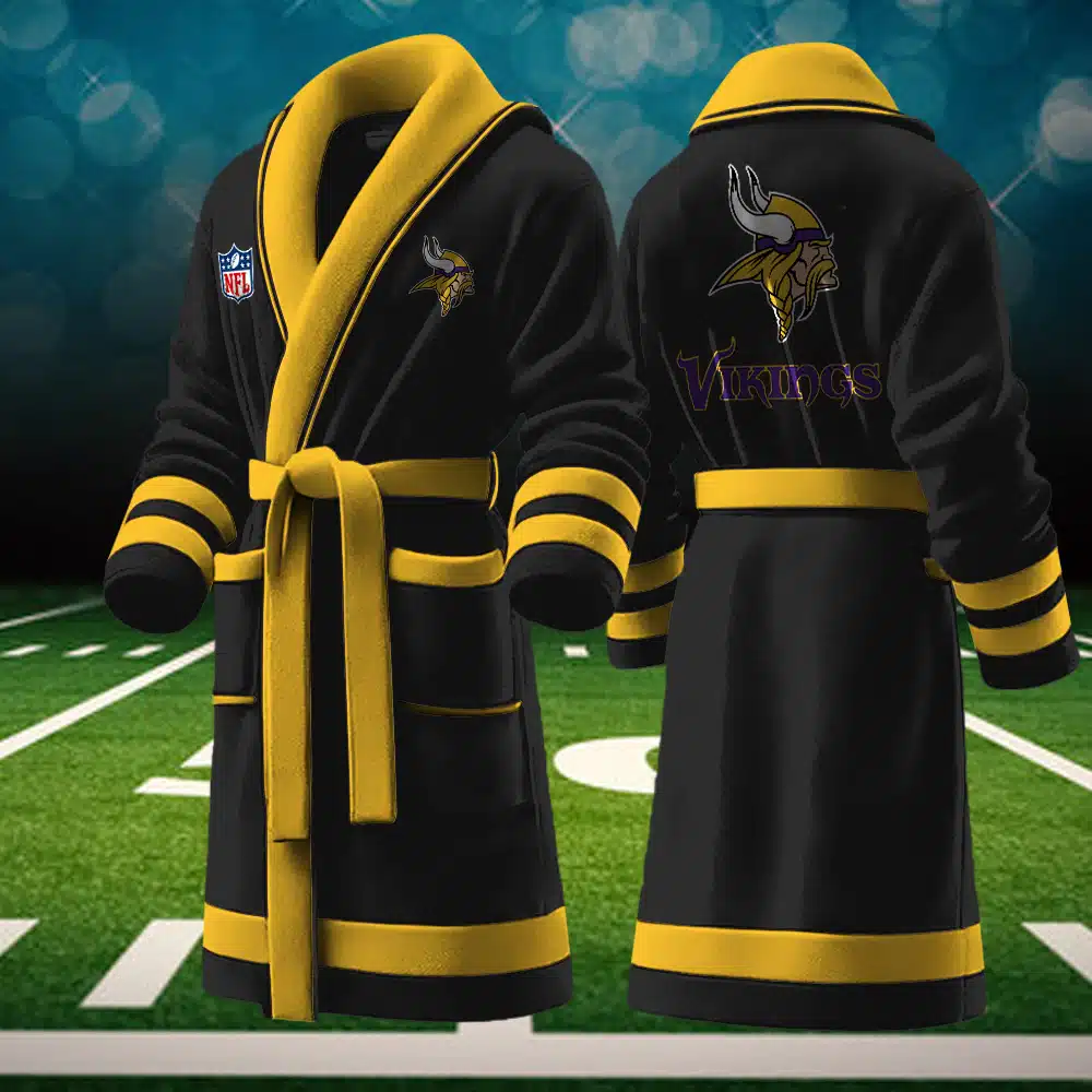 minnesota vikings nfl personalized fleece bathrobe fduem