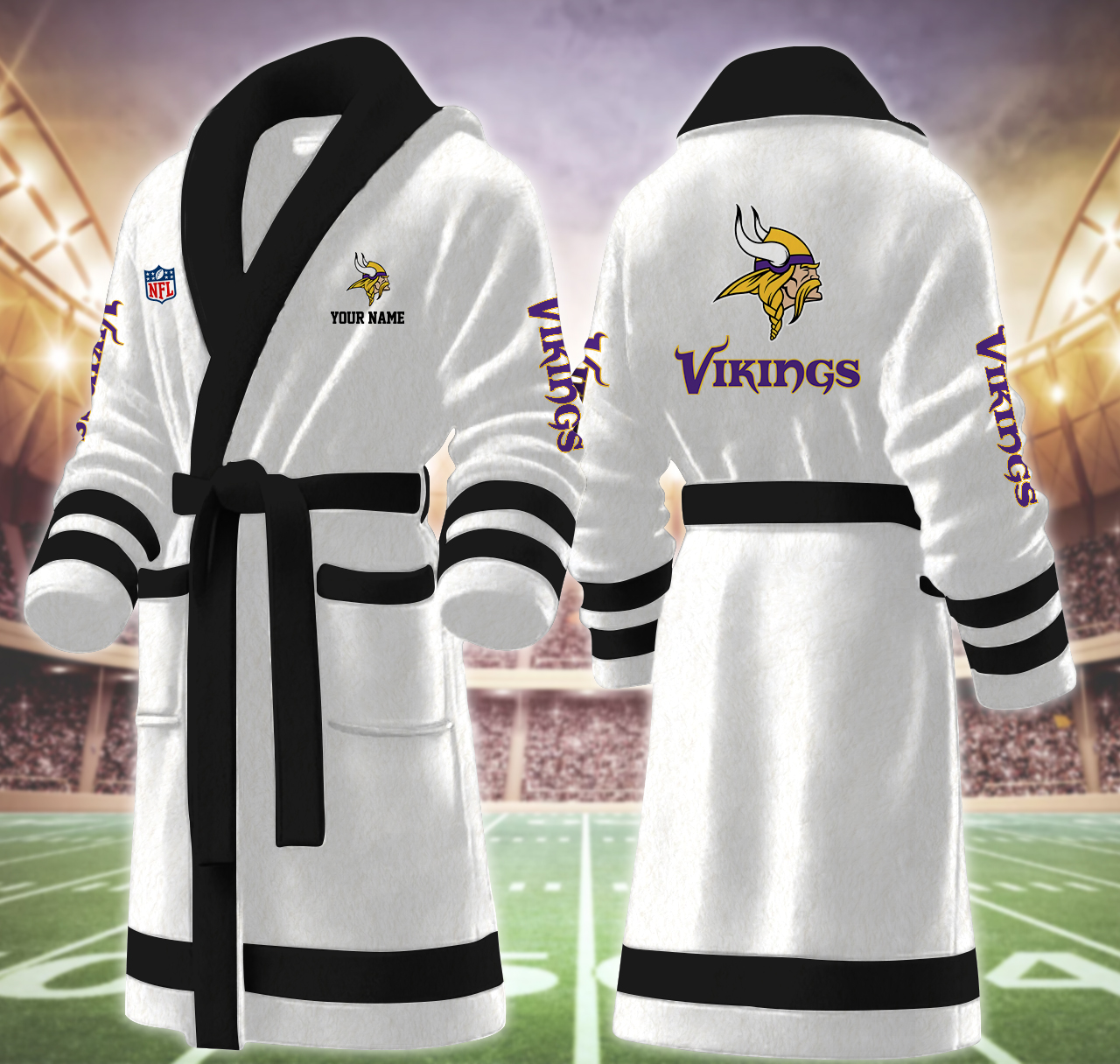 minnesota vikings nfl personalized fleece bathrobe gxeqj