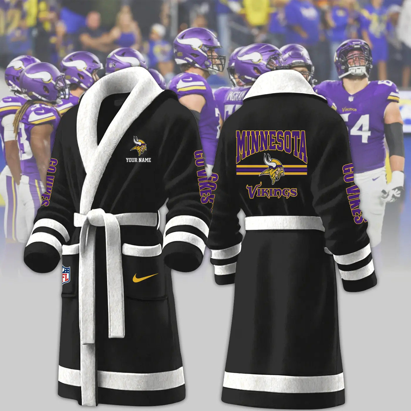 minnesota vikings nfl personalized fleece bathrobe nz3i8