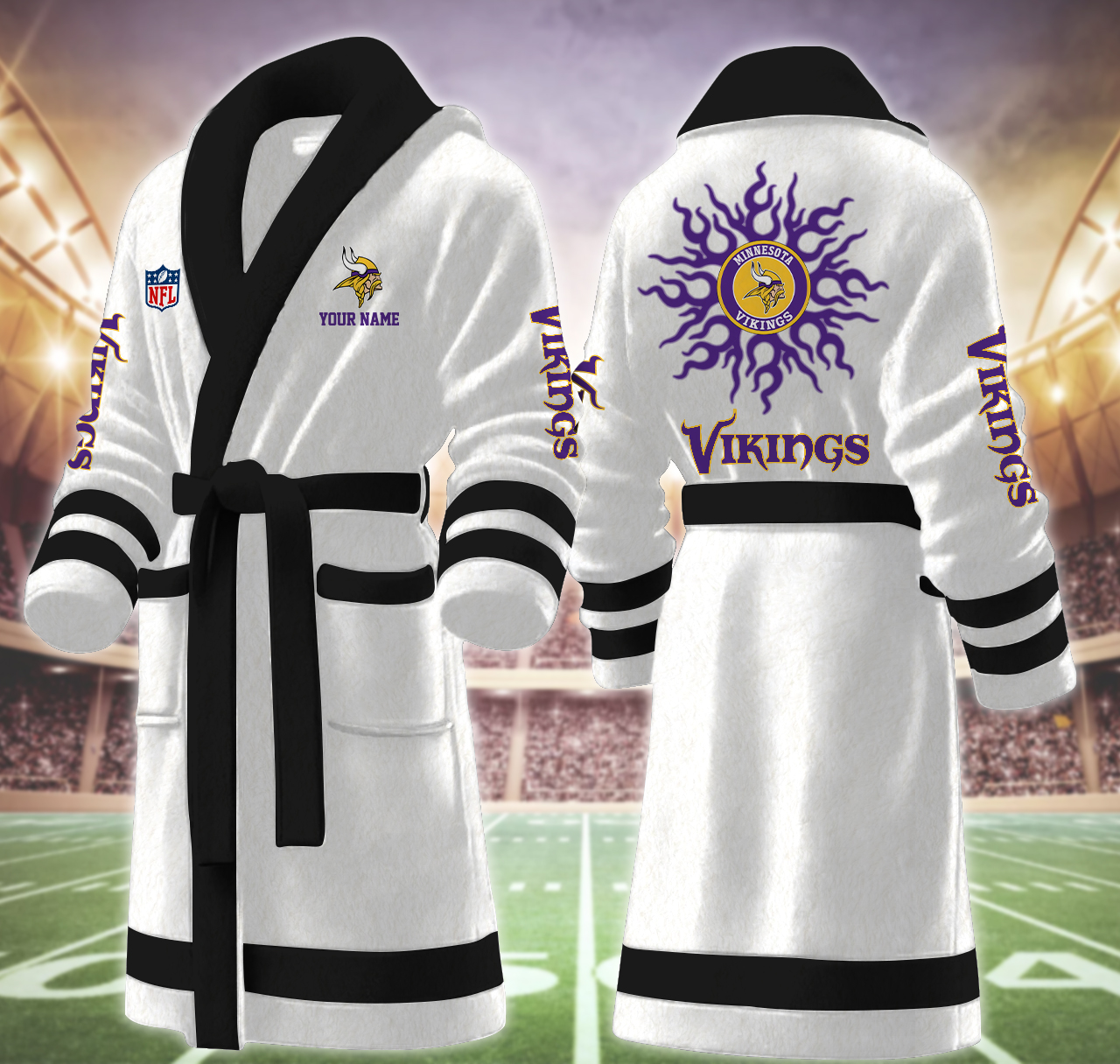 minnesota vikings nfl personalized fleece bathrobe olb0i