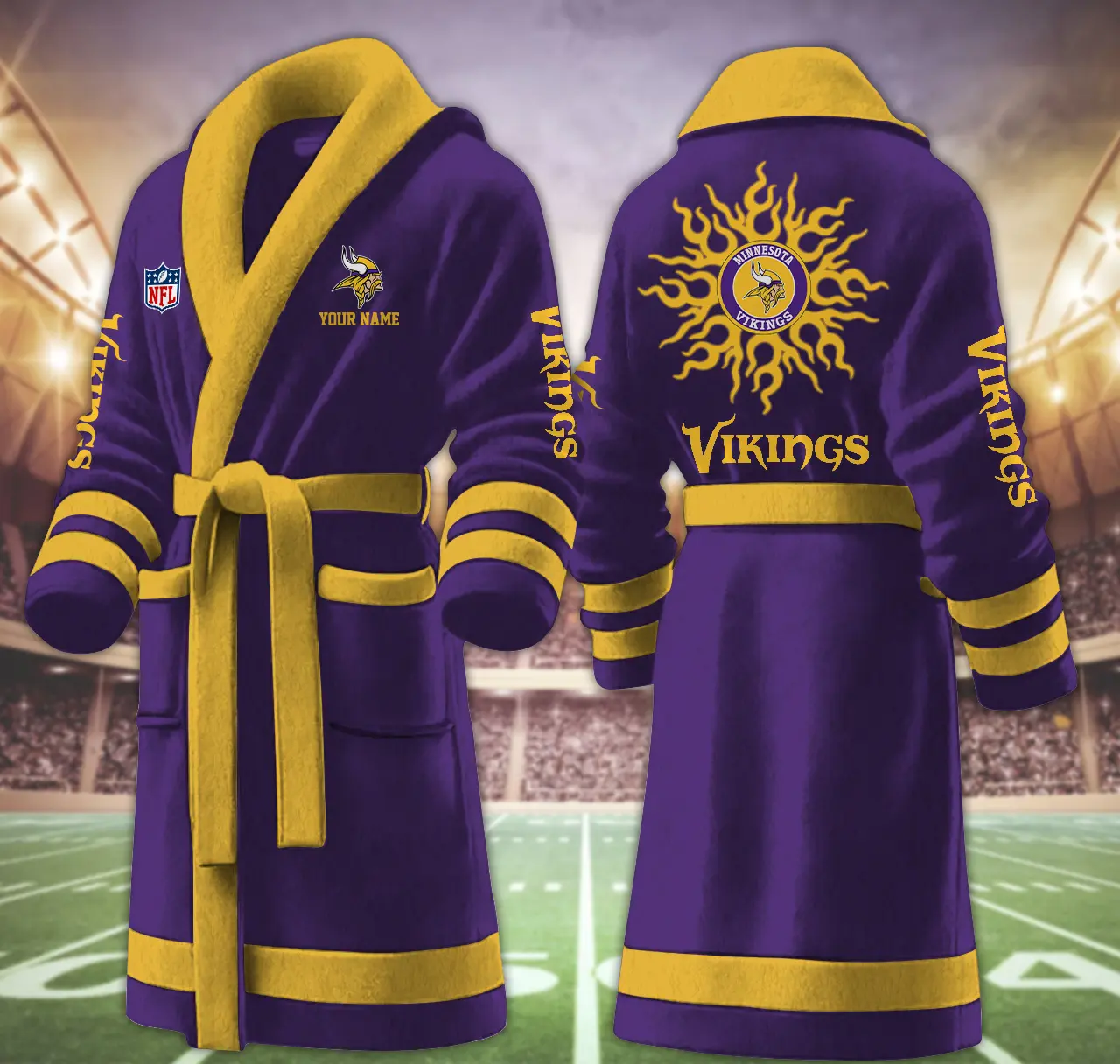 minnesota vikings nfl personalized fleece bathrobe szvdd