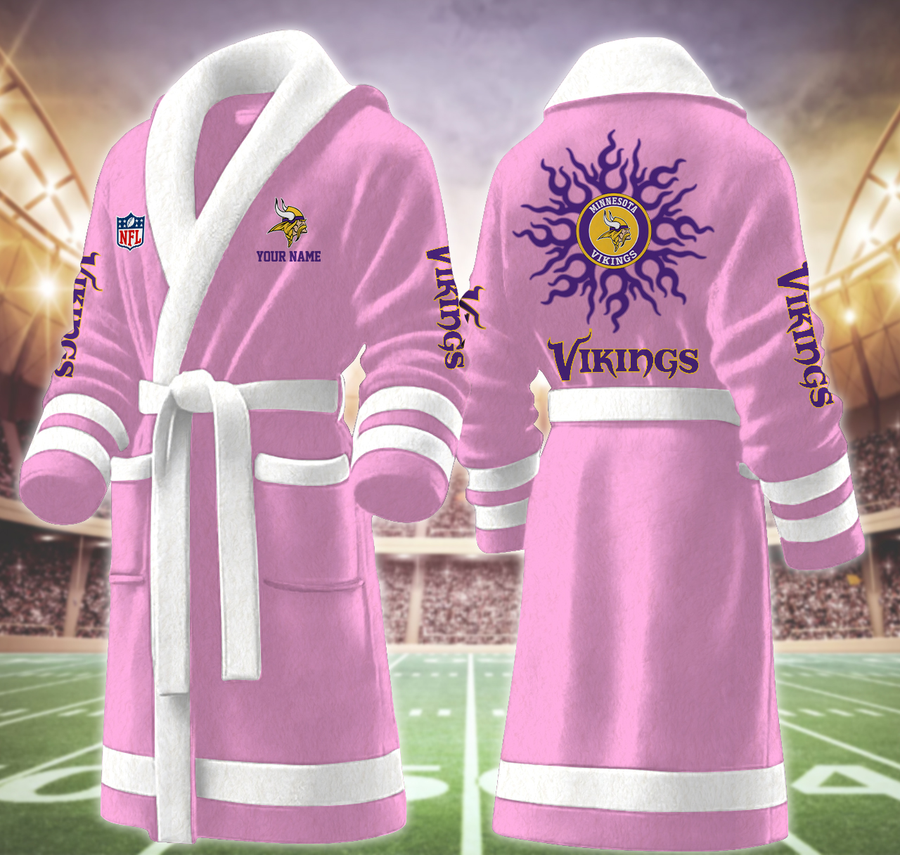 minnesota vikings nfl personalized fleece bathrobe um0k9