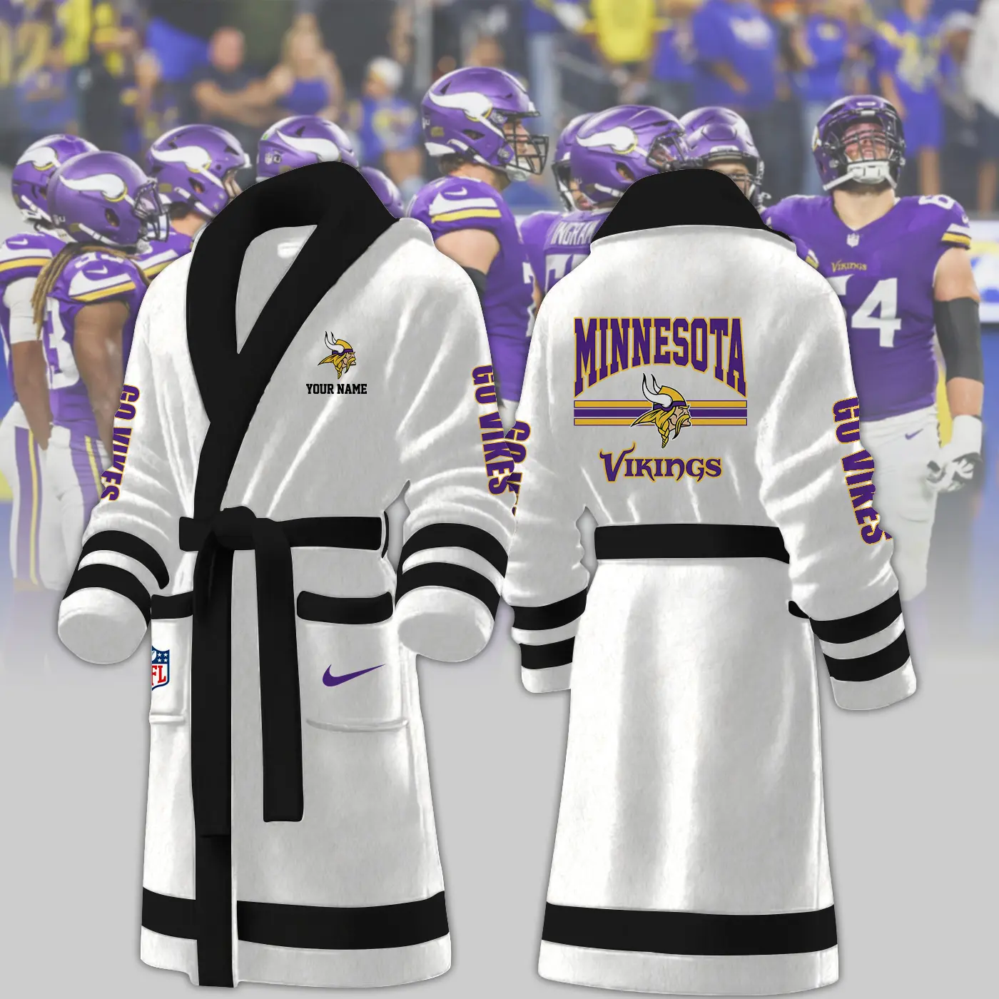 minnesota vikings nfl personalized fleece bathrobe vfoqn