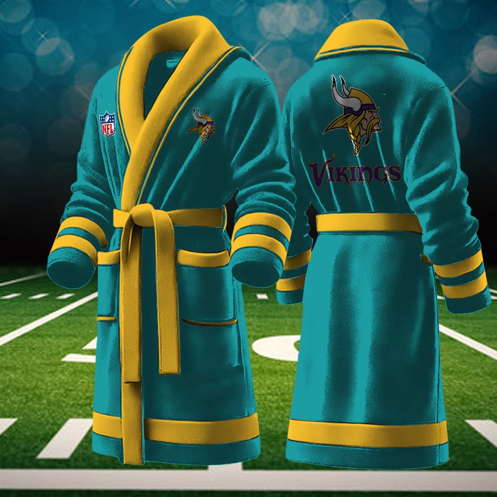 minnesota vikings nfl personalized fleece bathrobe xcns6