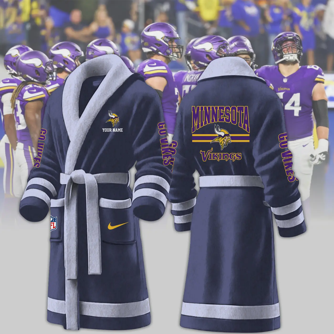 minnesota vikings nfl personalized fleece bathrobe ymxsj