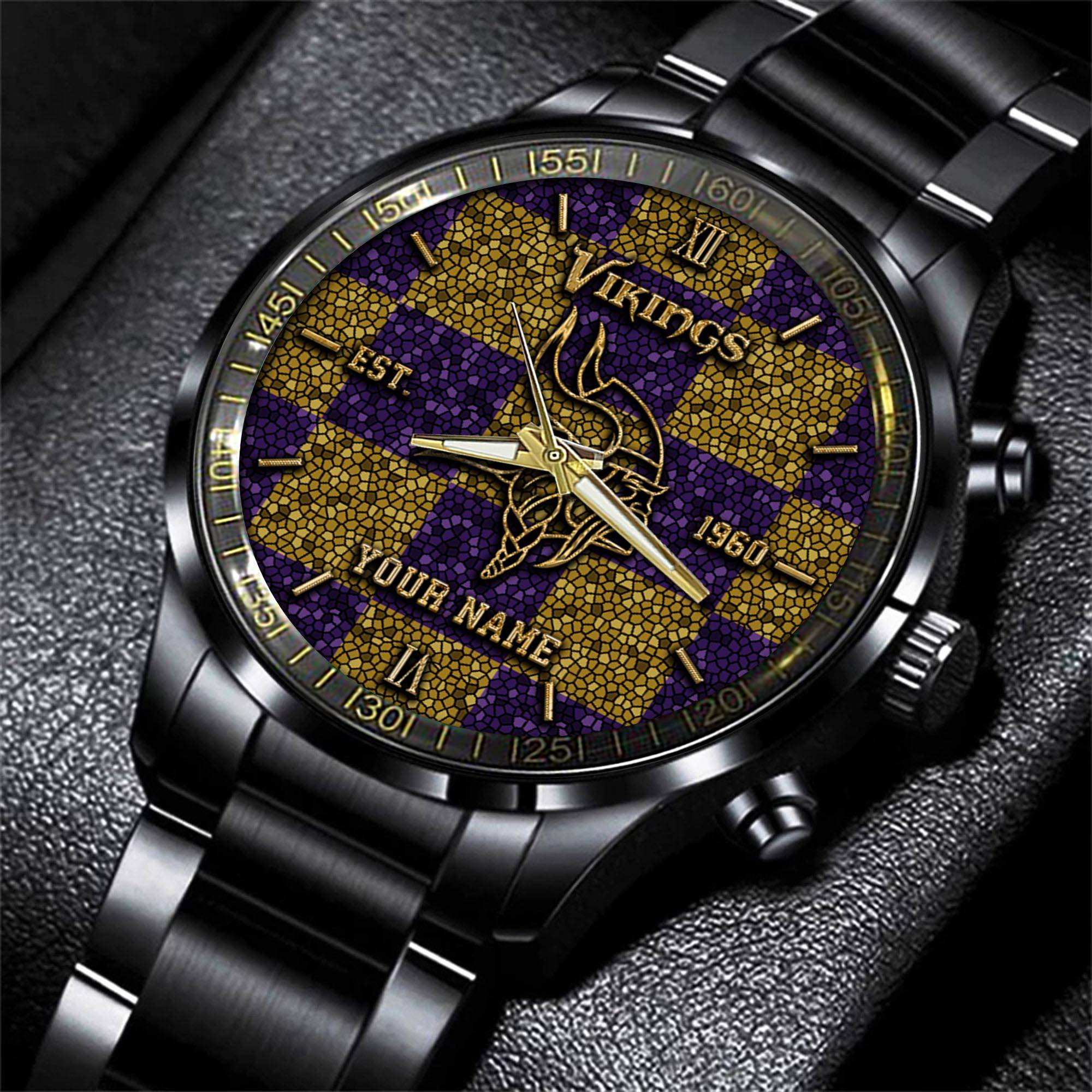 minnesota vikings nfl personalized sport black watch gifts for fans ortkl
