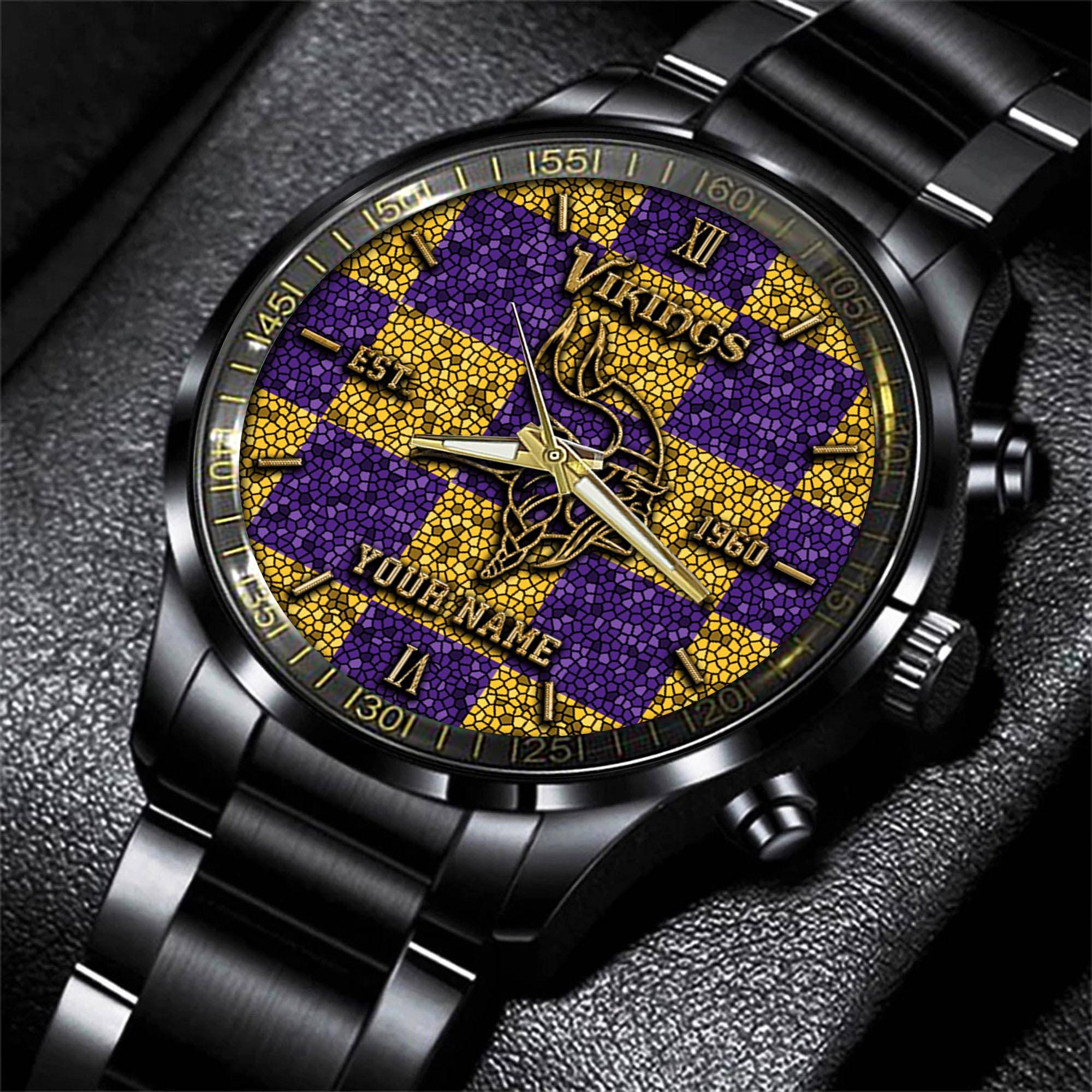 minnesota vikings nfl personalized sport black watch gifts for fans qqi8b