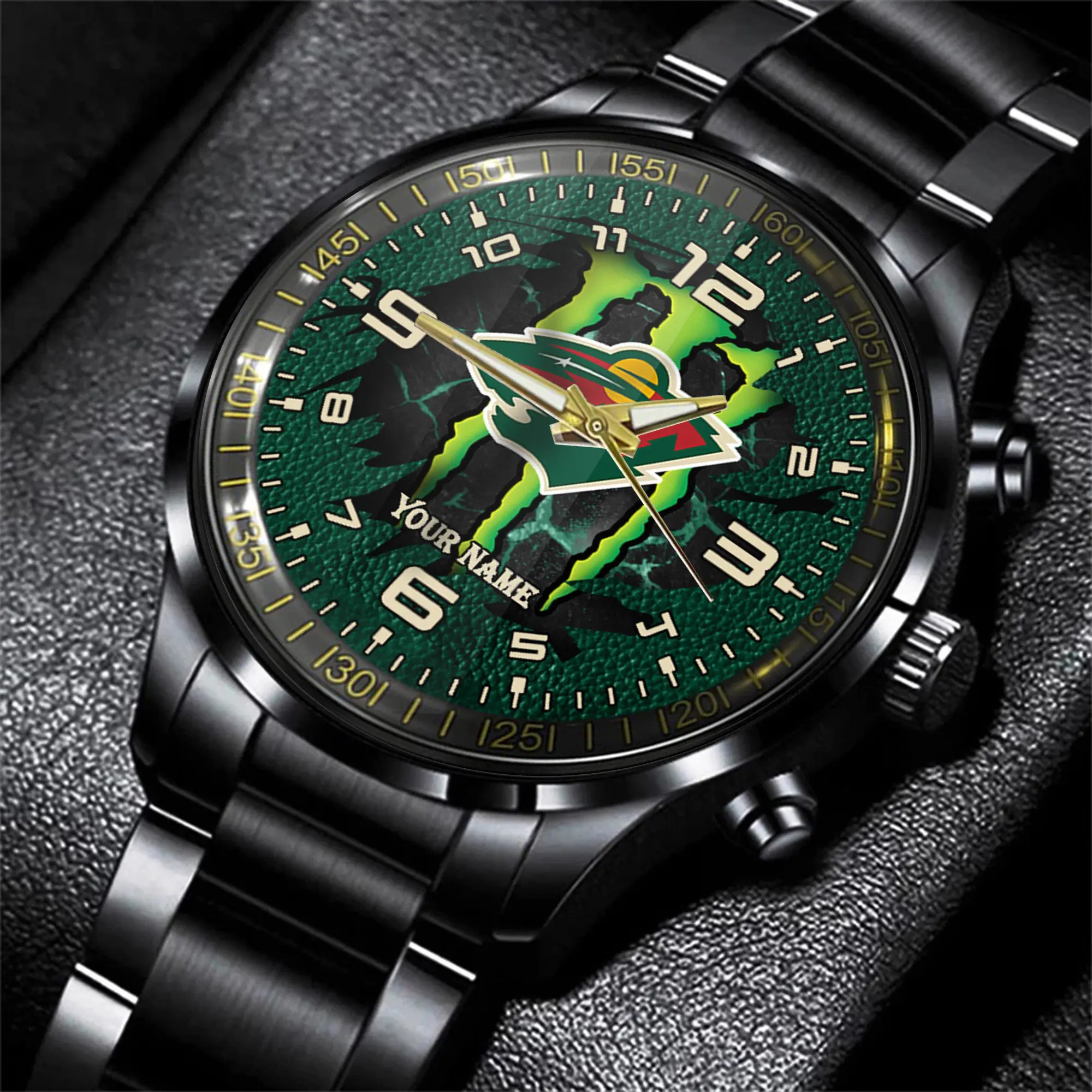 minnesota wild nhl personalized 3d black men hand watch gift for fans 3rn8y