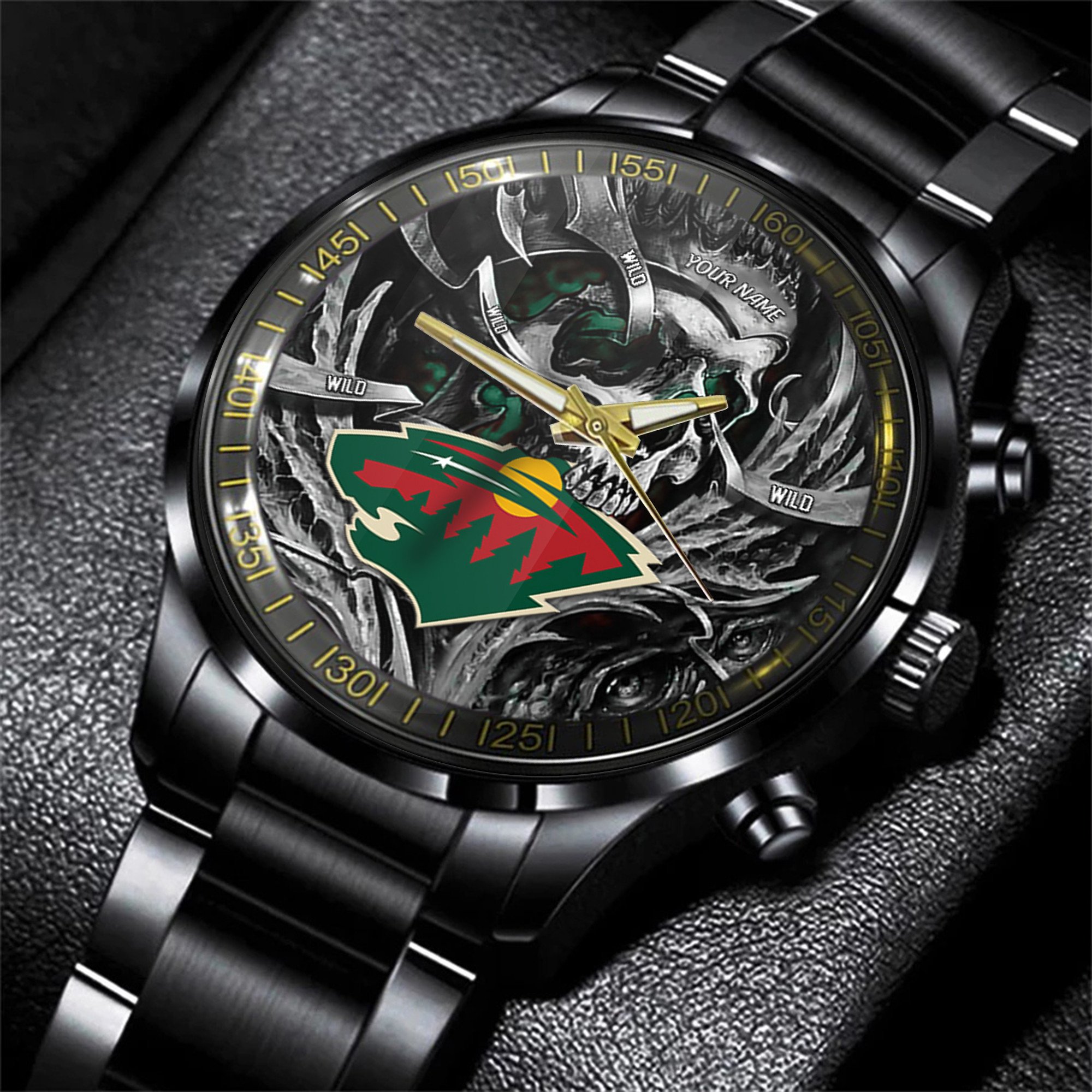 minnesota wild nhl skull personalized hand watch gift for fans lvspp