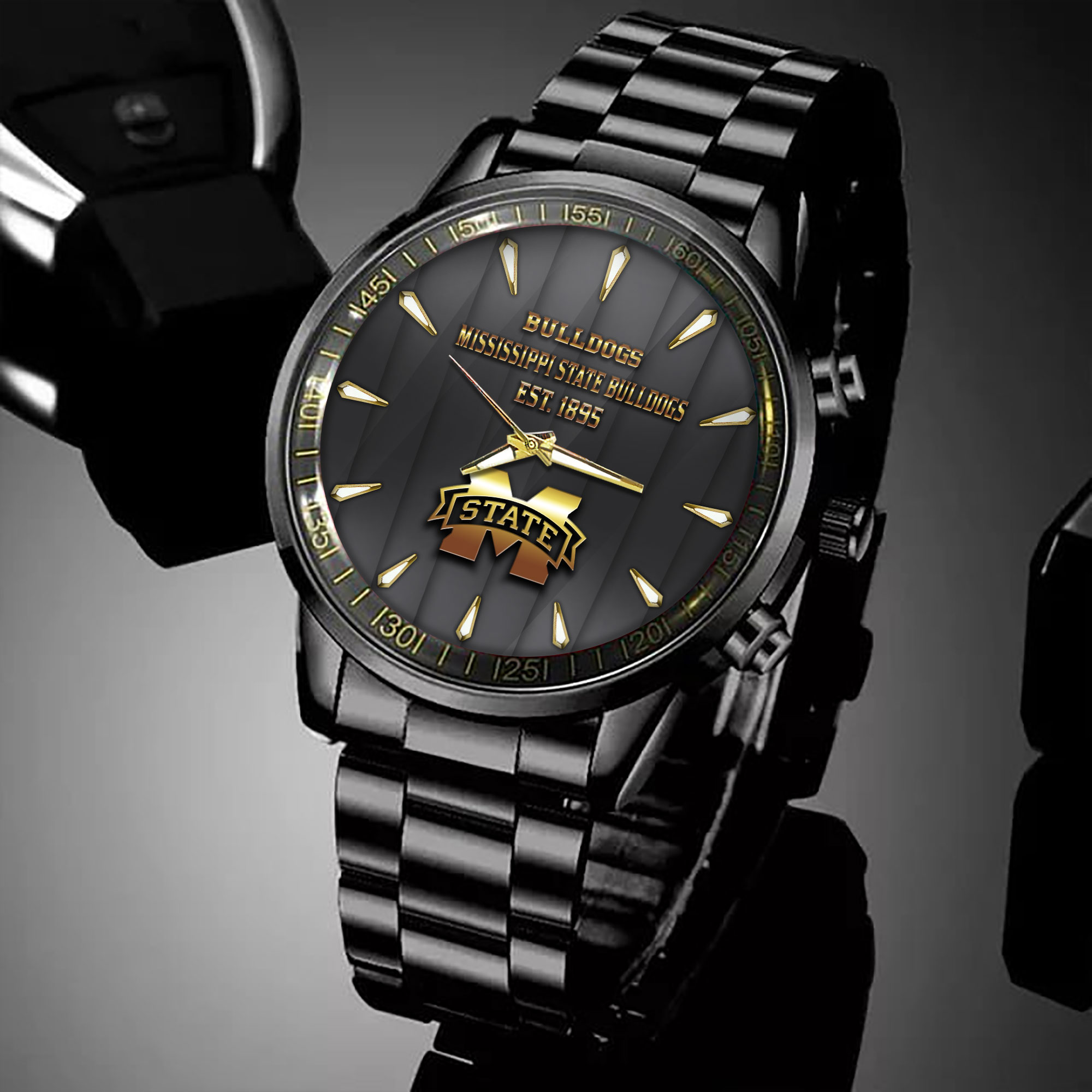 mississippi state bulldogs ncaa personalized black hand watch for fans sj32l
