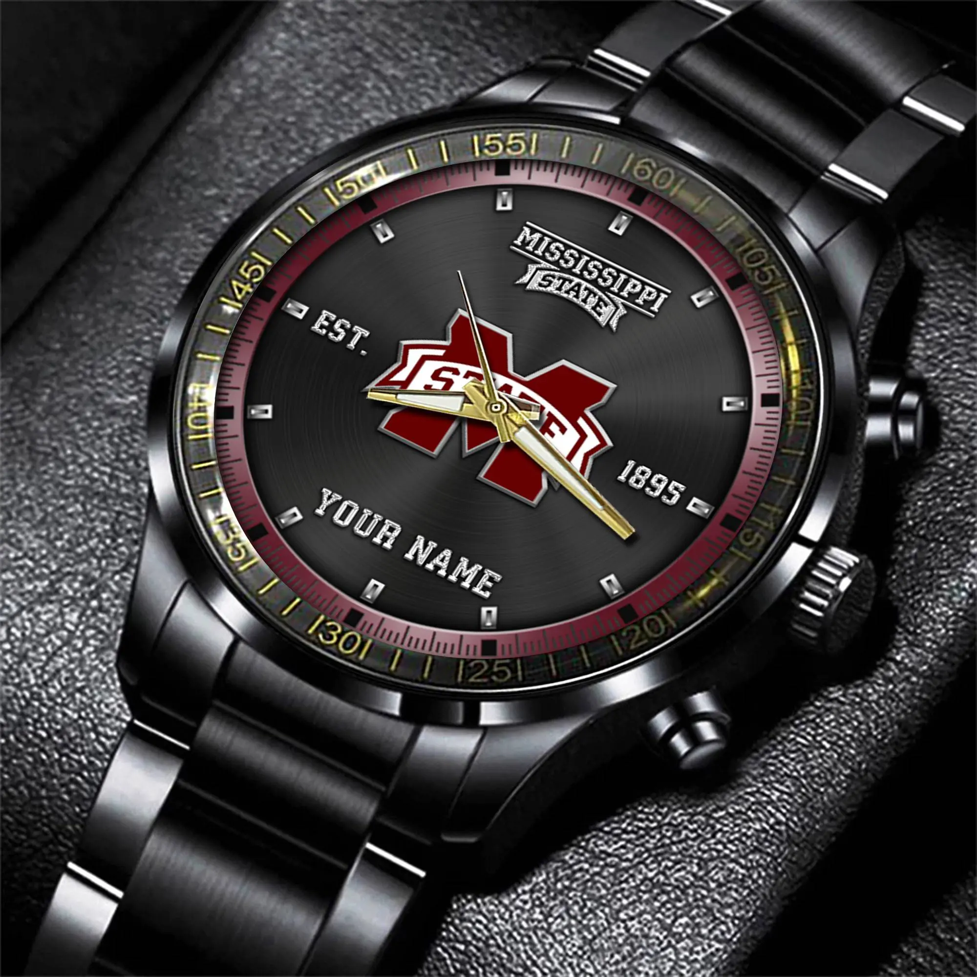 mississippi state bulldogs ncaa personalized black new hand watch gifts for fans aqrji