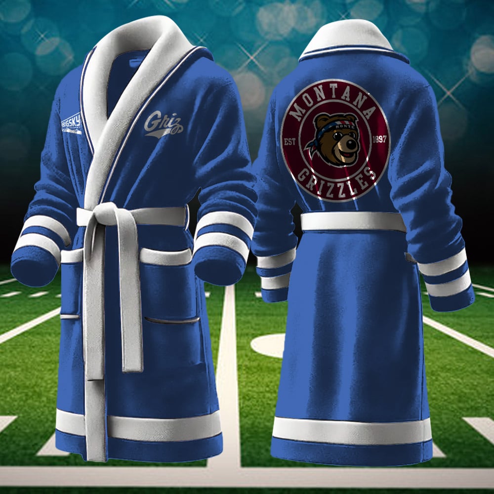 montana grizzlies ncaa personalized fleece bathrobe cotgs