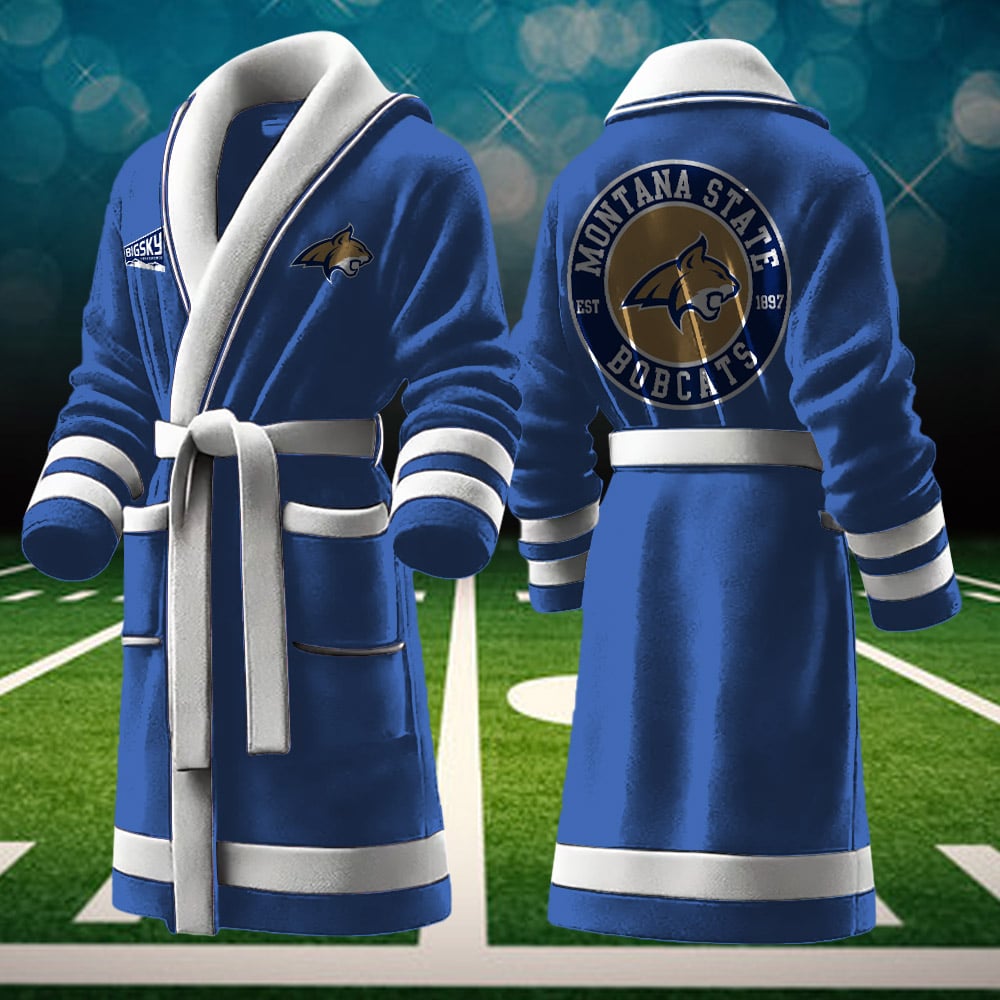 montana state bobcats ncaa personalized fleece bathrobe ky2ul