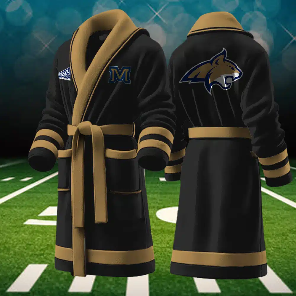 montana state bobcats ncaa personalized fleece bathrobe yn08a