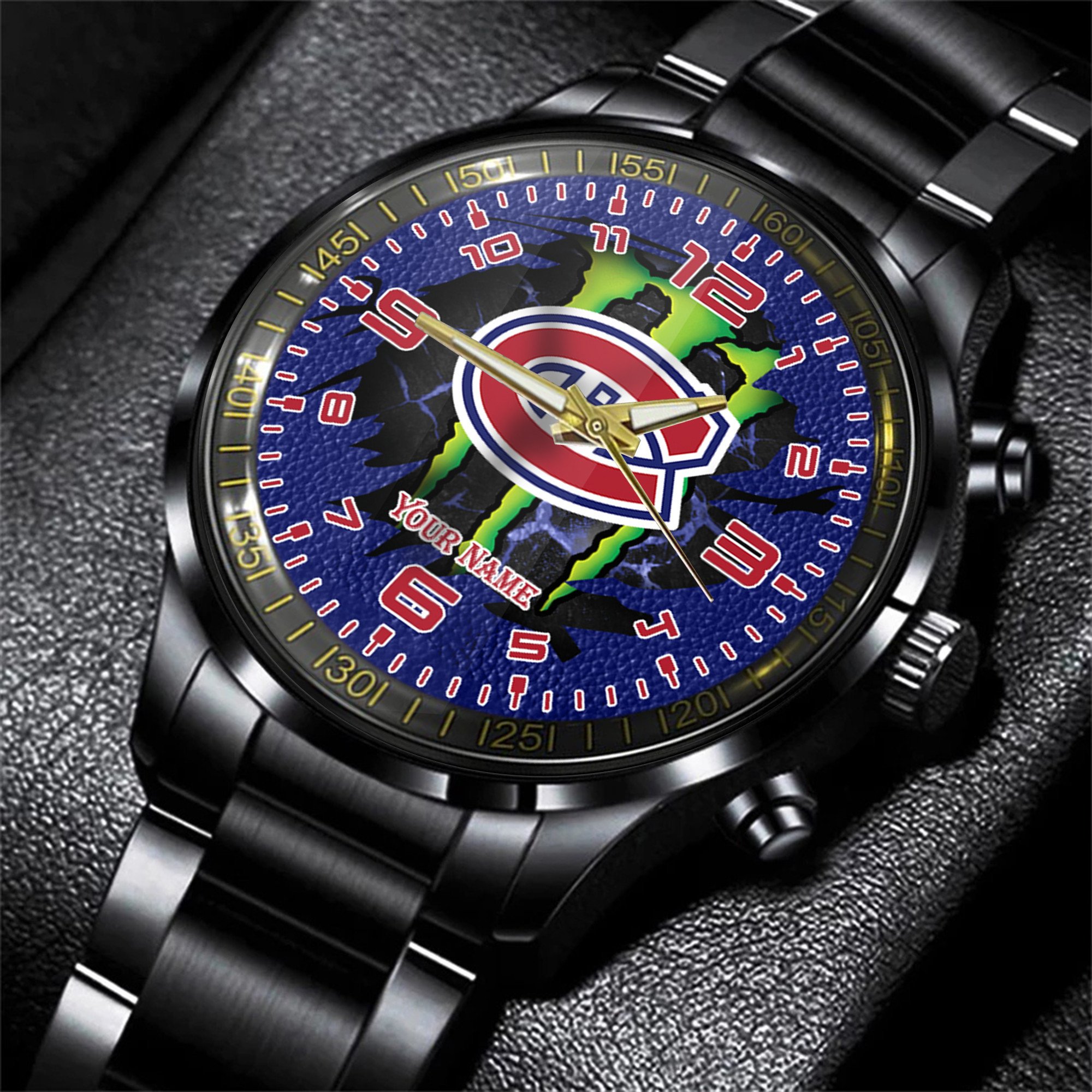 montral canadiens nhl personalized 3d black men hand watch gift for fans lcm3e