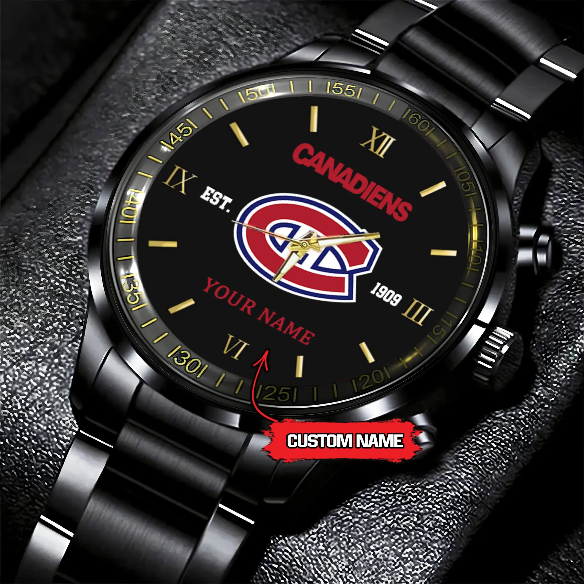 montreal canadiens nhl hockey game time custom black fashion watch zjott
