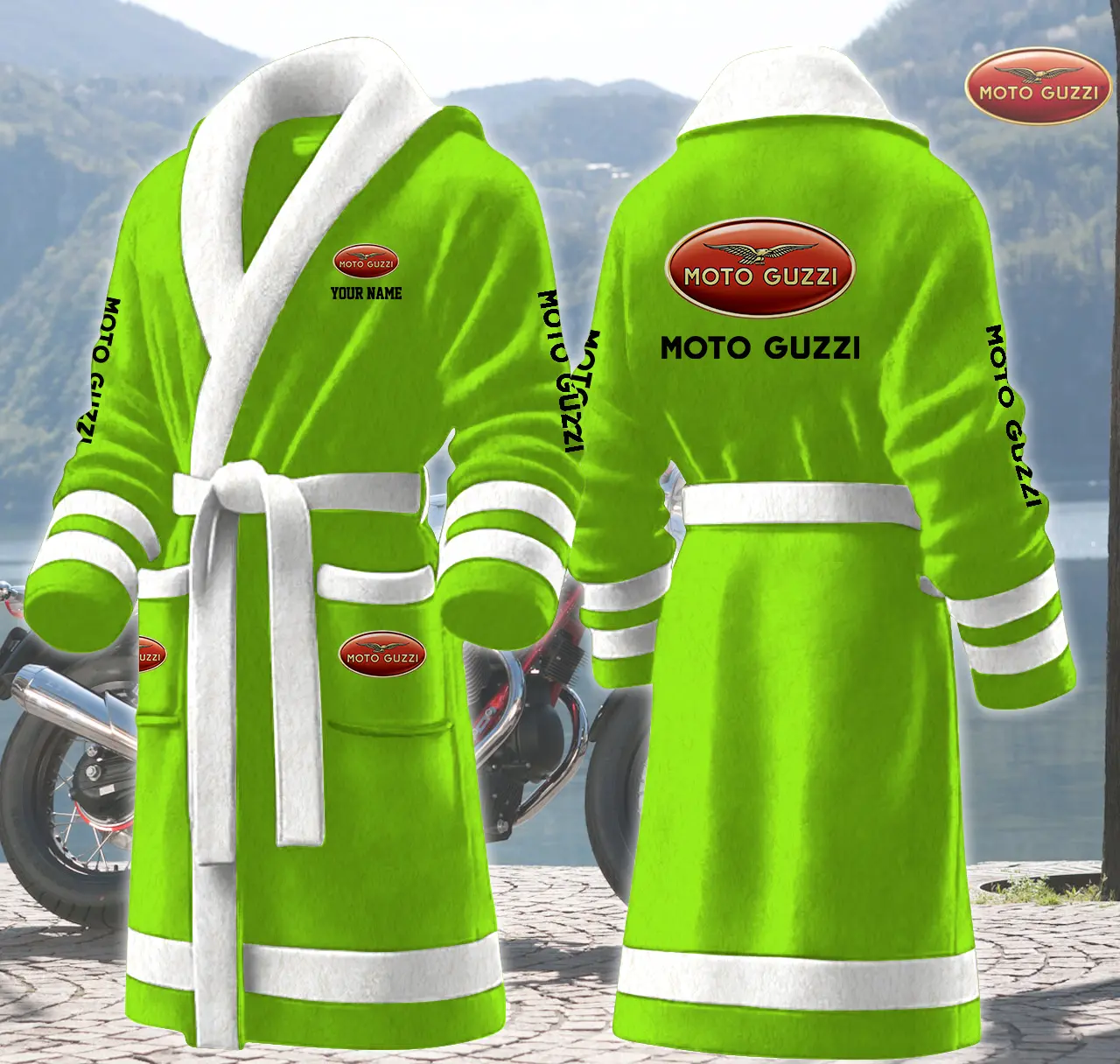 moto guzzi motocycles personalized fleece bathrobe h6f5l