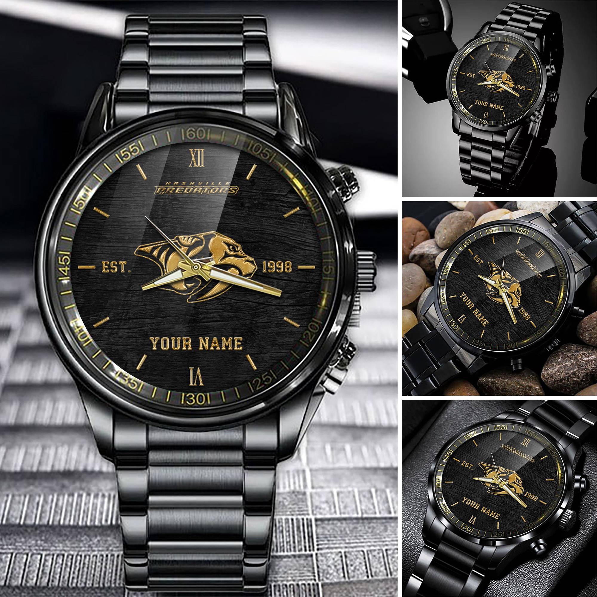 nashville predators nhl personalized black fashion watch for fans yqzk1