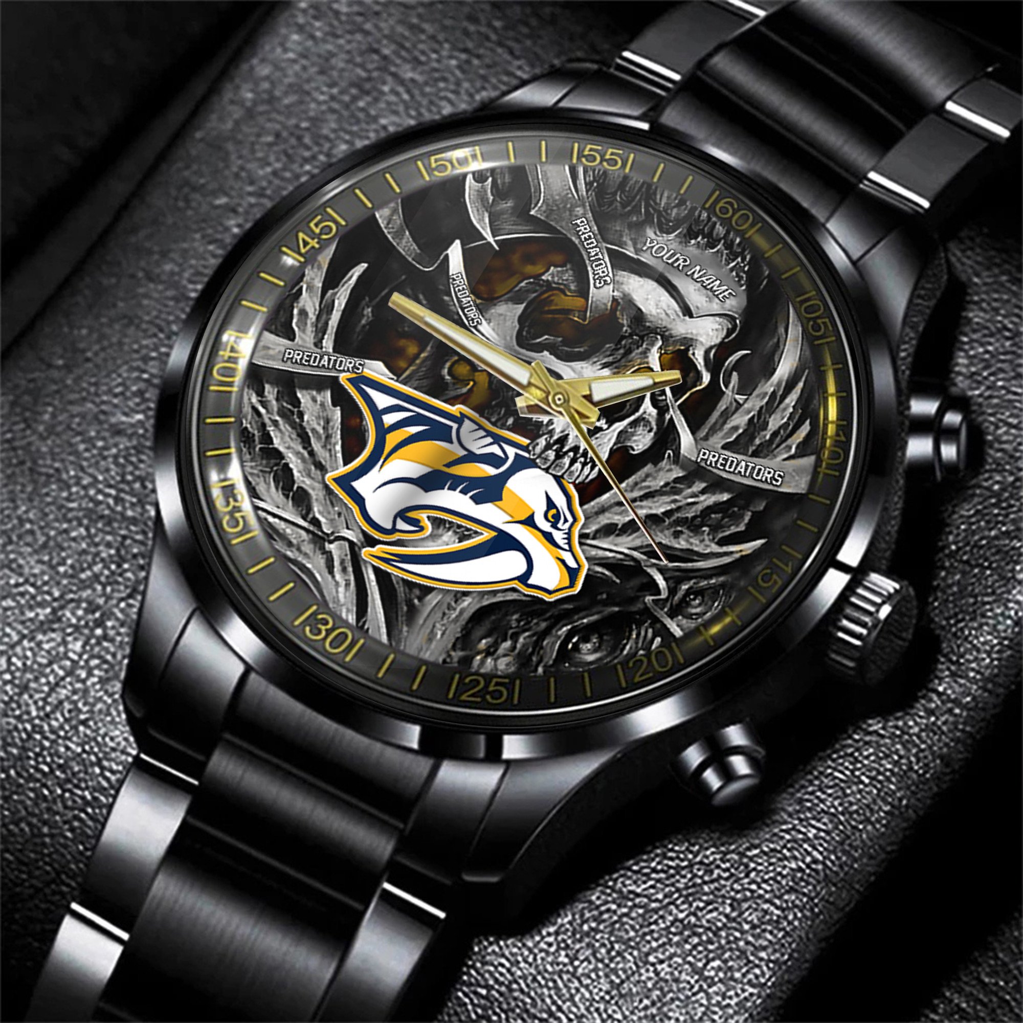 nashville predators nhl skull personalized hand watch gift for fans 819rp
