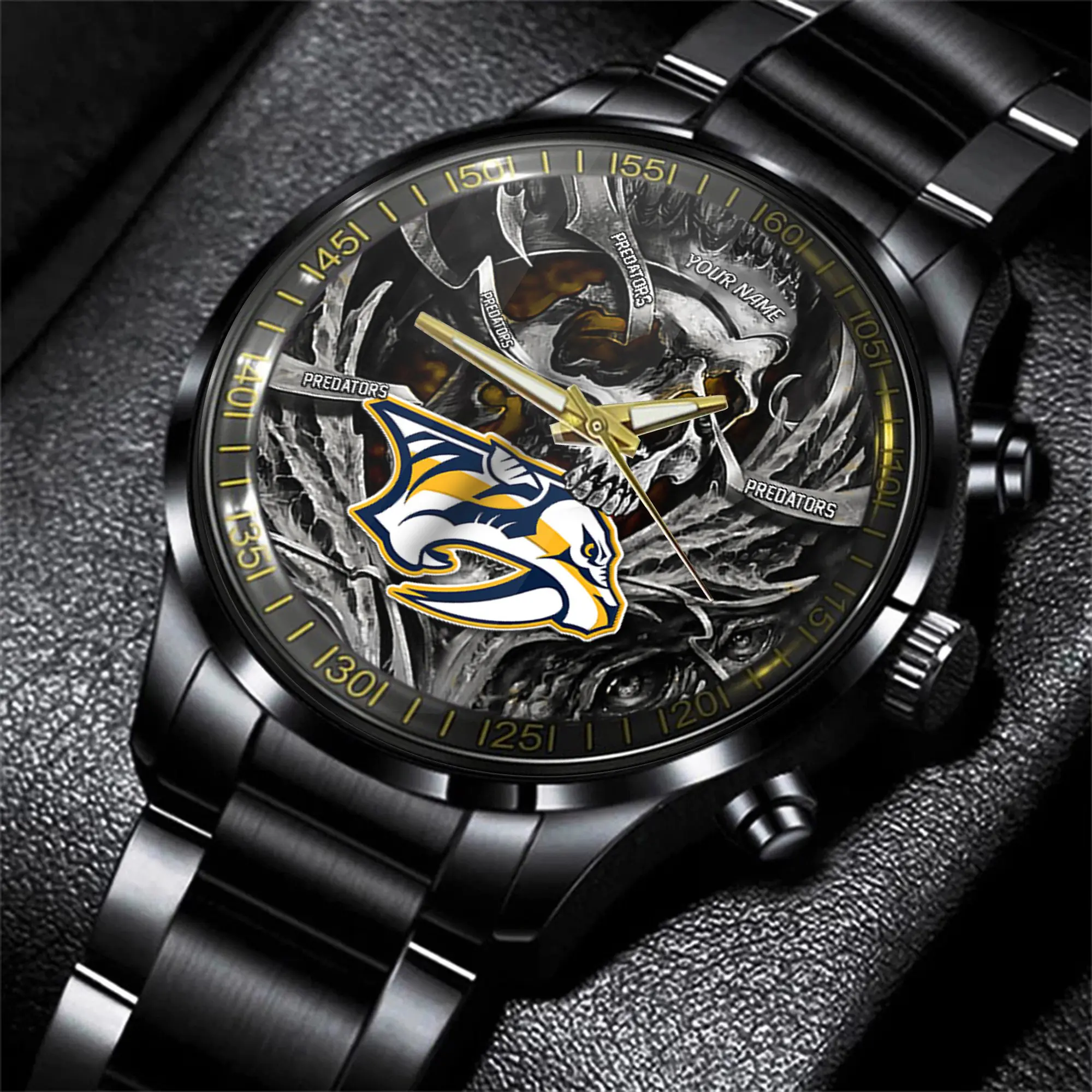 nashville predators nhl skull personalized hand watch gift for fans 819rp